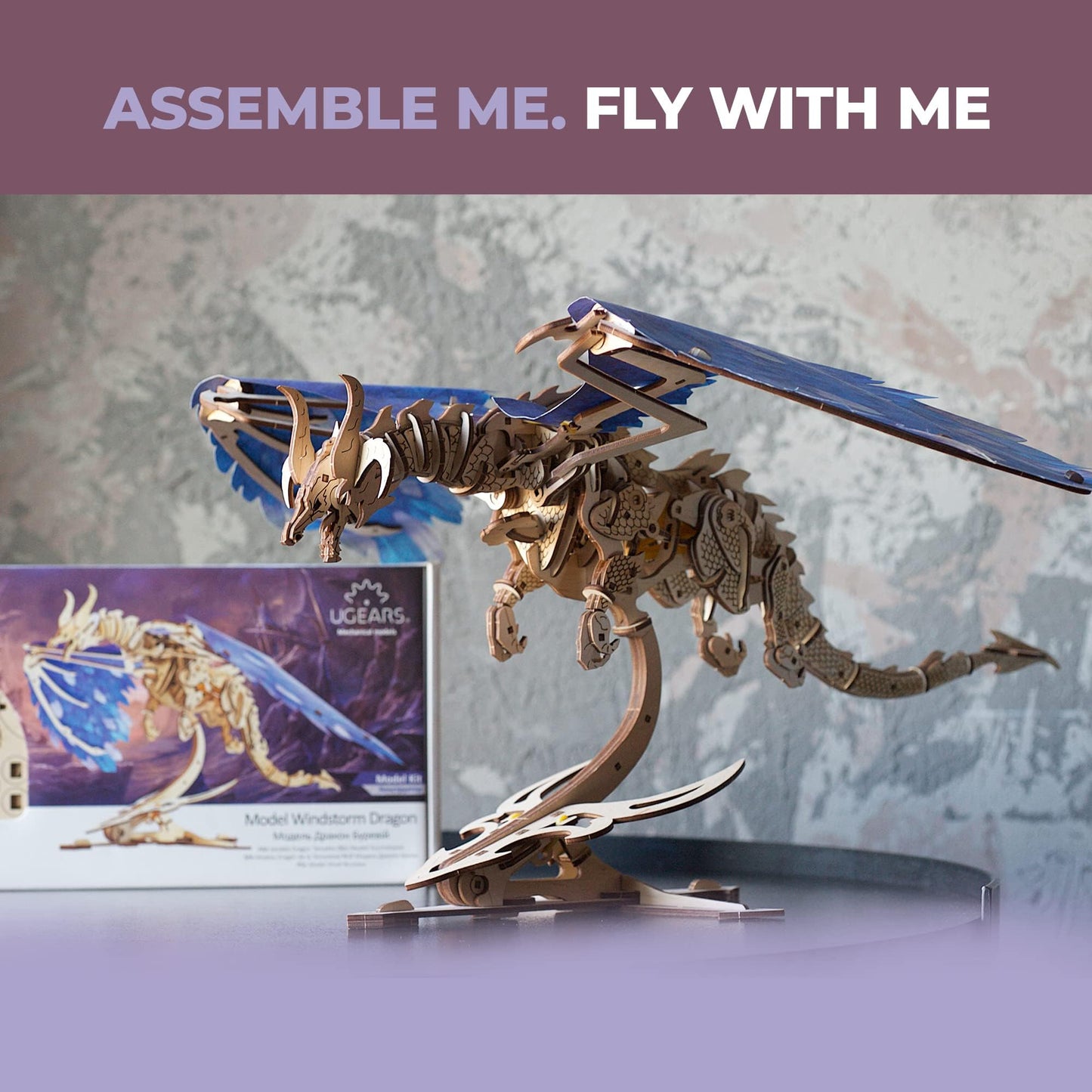 UGEARS 3D Wooden Puzzles for Adults - Windstorm Dragon 3D Puzzle - Mechanical Model Kits for Adults to Build - DIY Building Set Gifts for Fathers Day, Brain Teaser Puzzle, Hobby Kit