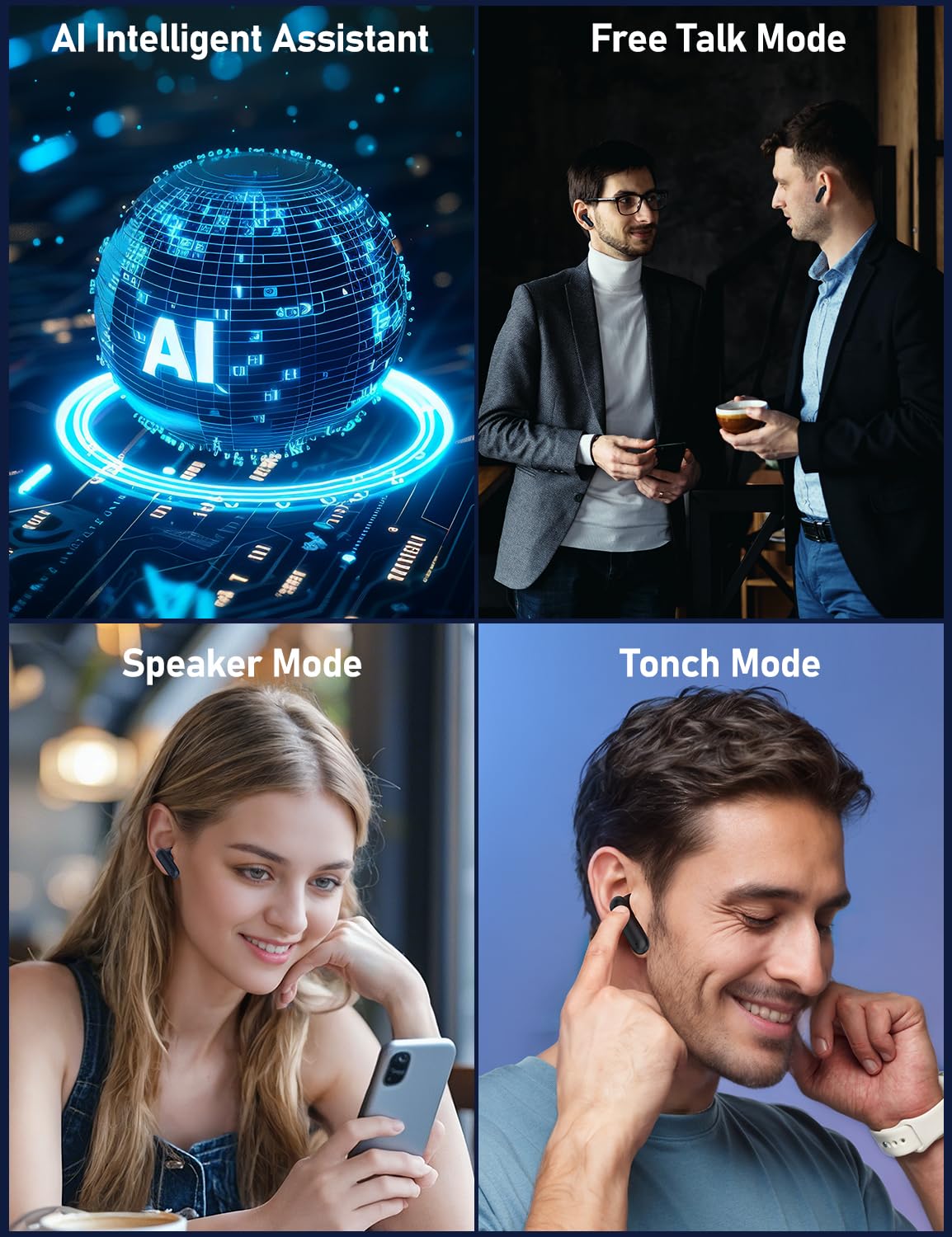 AI Translation Earbuds Real Time, 139 Language Translator Earbuds 3-in-1 Translation ，6 Translation Modes，Two-Way Translator Device with APP for Travel Learning Business (Black)