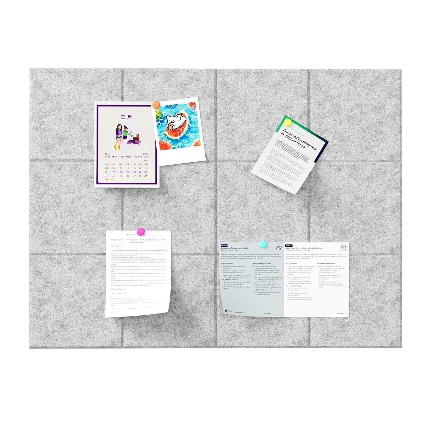 Baysola Felt Bulletin Board Panels 48 x 36 Inch Self Adhesive Wall Tiles Cork Board Alternative for Office Classroom Photos Notes 12 Pack