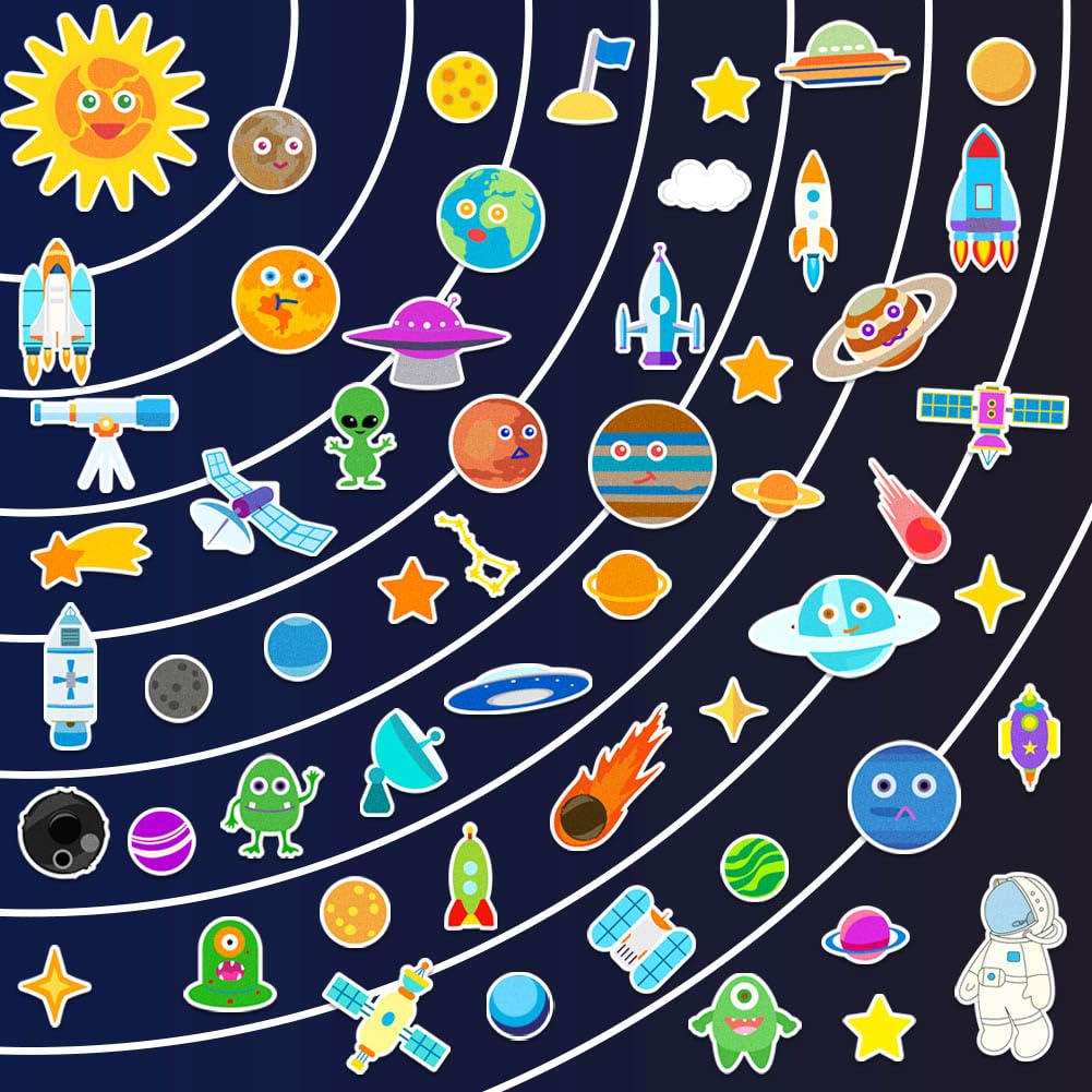 BEUNITONE Solar System Felt Story Board Set 55 Pcs Large Outer Space Universe Storytelling Space Planet Pieces for Felt Flannel Board Preschool Craft Early Learning Interactive Play Kit