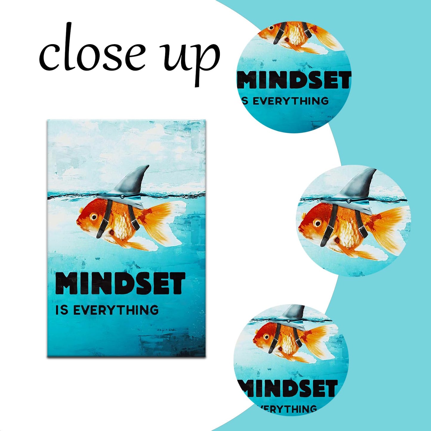 Mindset is Everything Canvas Wall Art Motivational Painting Inspirational Entrepreneur Quotes Picture Poster Print Artwork for Bedroom Office Home Decor Framed Ready to Hang [12''W x 18''H]