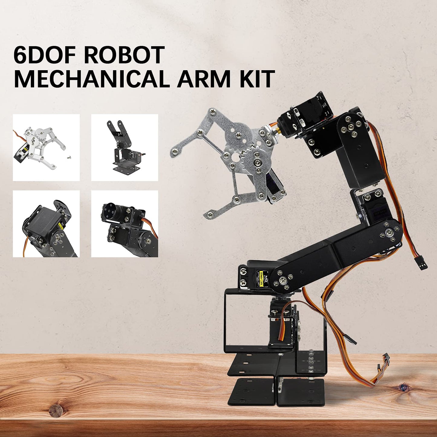 diymore Robotic Arm Kit ROT3U 6DOF Aluminium Mechanical Robotic Clamp Claw Kits for Boys & Girls to Learn Programming/Science/Techology, with MG996R Metal Gear Servo Motor,Ideal
