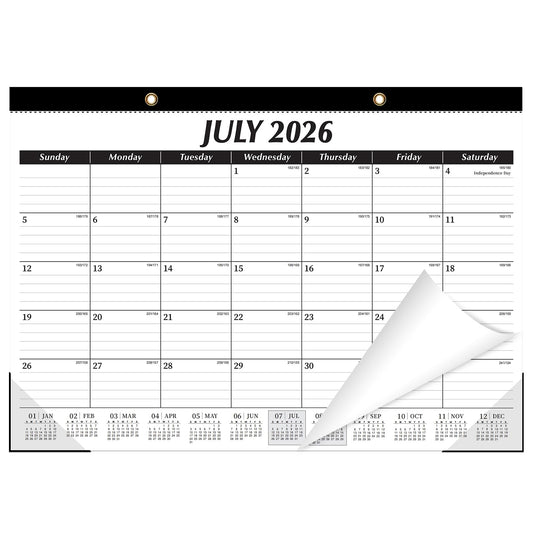 ZTX Desk Calendar 2026-2027, 18 Months Calendar Runs from July 2026 to December 2027, 17" x 12" Large Calendars 2026-2027 Monthly Planner with Plastic Cover for Teacher Home Desk Top