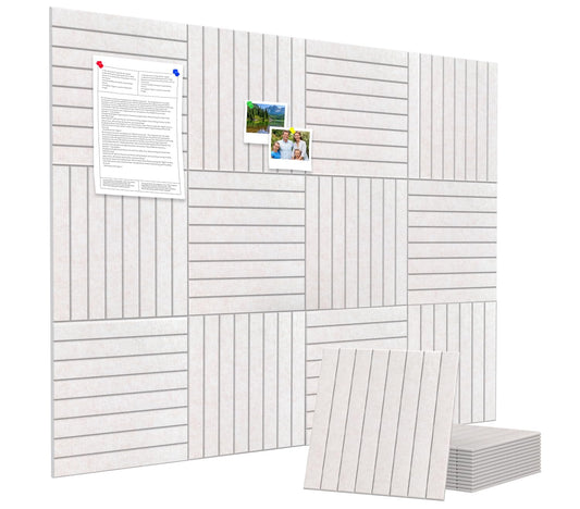 Large Cork Board Alternative 48” X 36” Felt Bulletin Board Tiles, with 30 Pushpins, 60 Adhesive Tabs,12-Pack Slat Wall Paneling, Cork Boards for Office Push Pin Board Felt Board - Oatmeal