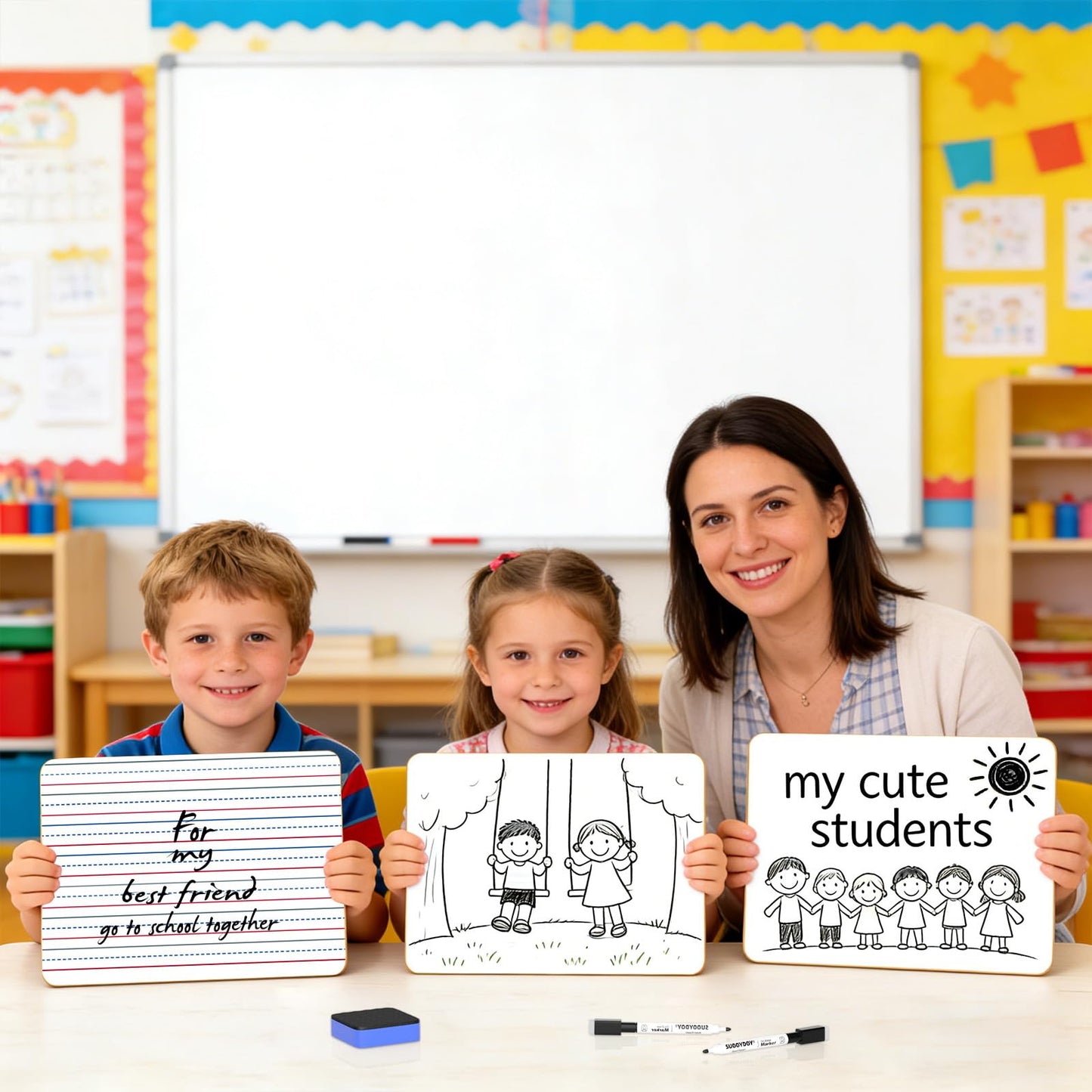 Dry Erase Boards 25 Pack, 9"x12" Double Sided Small Whiteboards with Lines for Kids, Students, Teacher & Classroom Pack, Mini Individual White Boards Lined for Writing Math English Practice