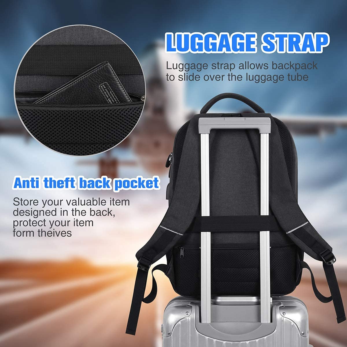 YAMTION School Backpack for Men Women Teen Boys,Bookbag Laptop Backpack with USB Port and Headphone Jack Water Resistant College SchoolBag for School Business Travel