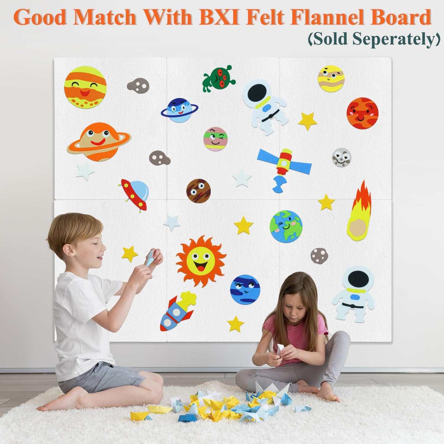 BXI 30 Pcs Universe Felt Board Story Pieces Set for Toddlers, Preschool & Kindergarten, Precut Felt Marine Life Figures for Preschool Crafts Activity Early Learning Storytelling