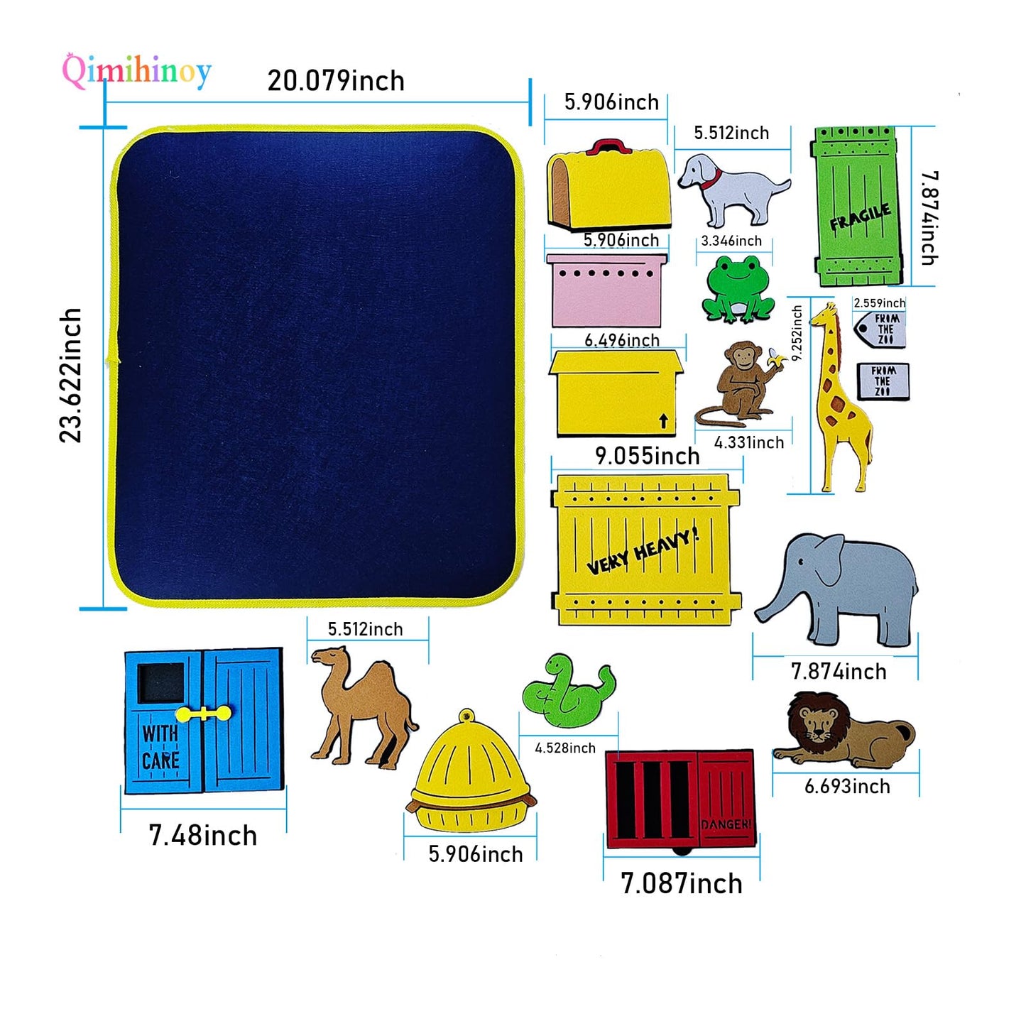 Qimihinoy Felt Story Board Set,Large Animals Felt Stroy Retelling Pieces for Toddlers,Preschool,Teachers, Speech, Therapy,Travel,Classroom (Dear Zoo (18pcs))