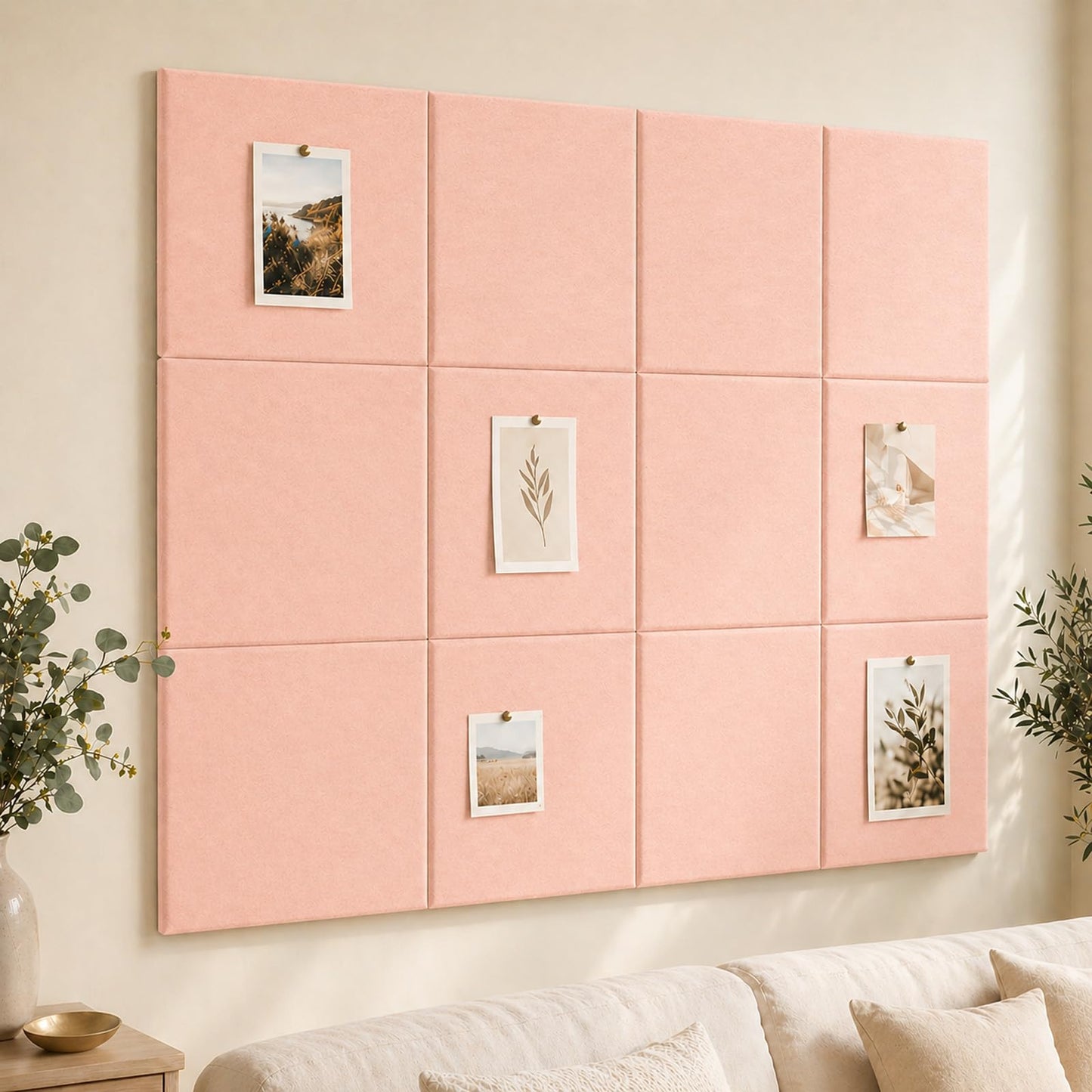 Baysola Felt Bulletin Board Panels 48 x 36 Inch Self Adhesive Wall Tiles Cork Board Alternative for Office Classroom Photos Notes 12 Pack