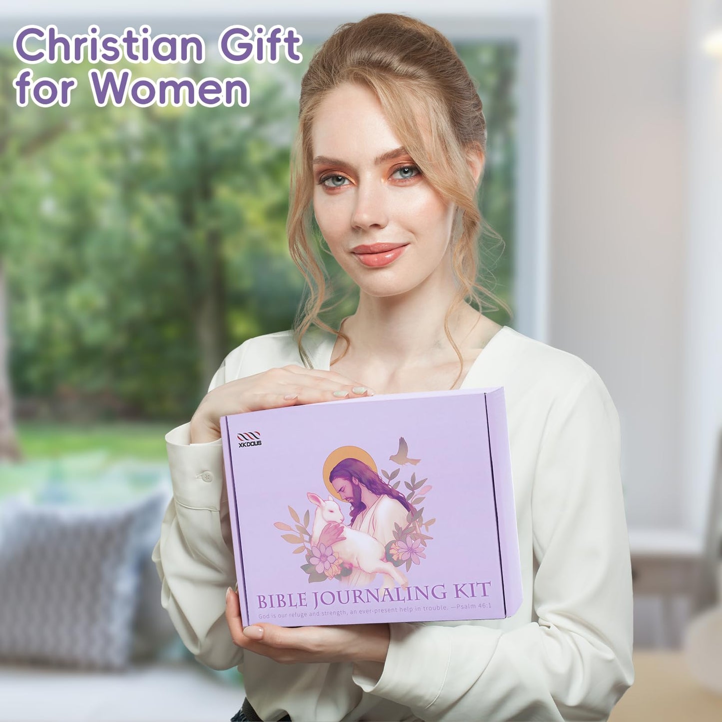 XKDOUS Bible Study Supplies Journaling Kit for Women, Bible Study Kit Journaling Supplies with Prayer Journal, Highlighters, Emergency Card, Pencil Case and More, Christian Gifts for Women, Purple