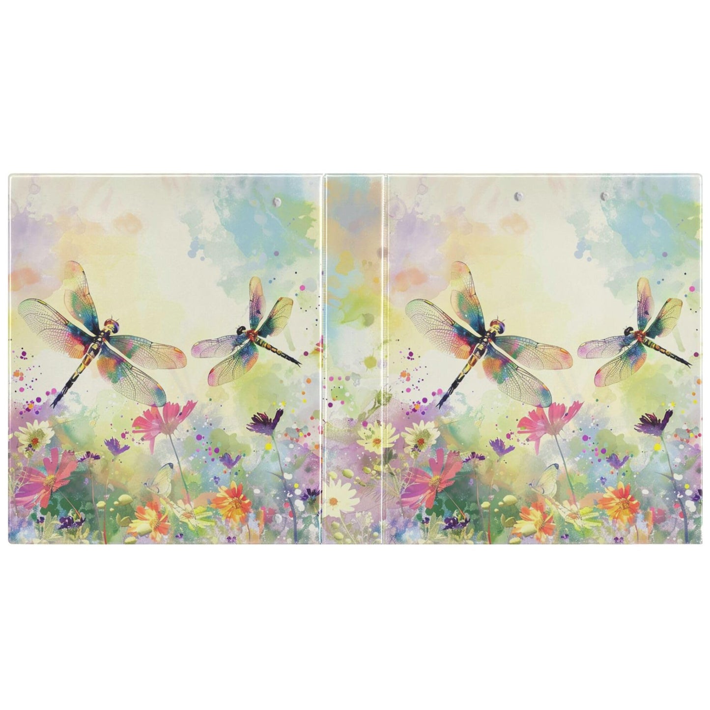 Dragonfly Round Ring Binders 1.5 Inch Flowers 3 Ring Clipboard Binder for Office School Work Supplies File Folder Document 200 Sheet Capacity Easy Open