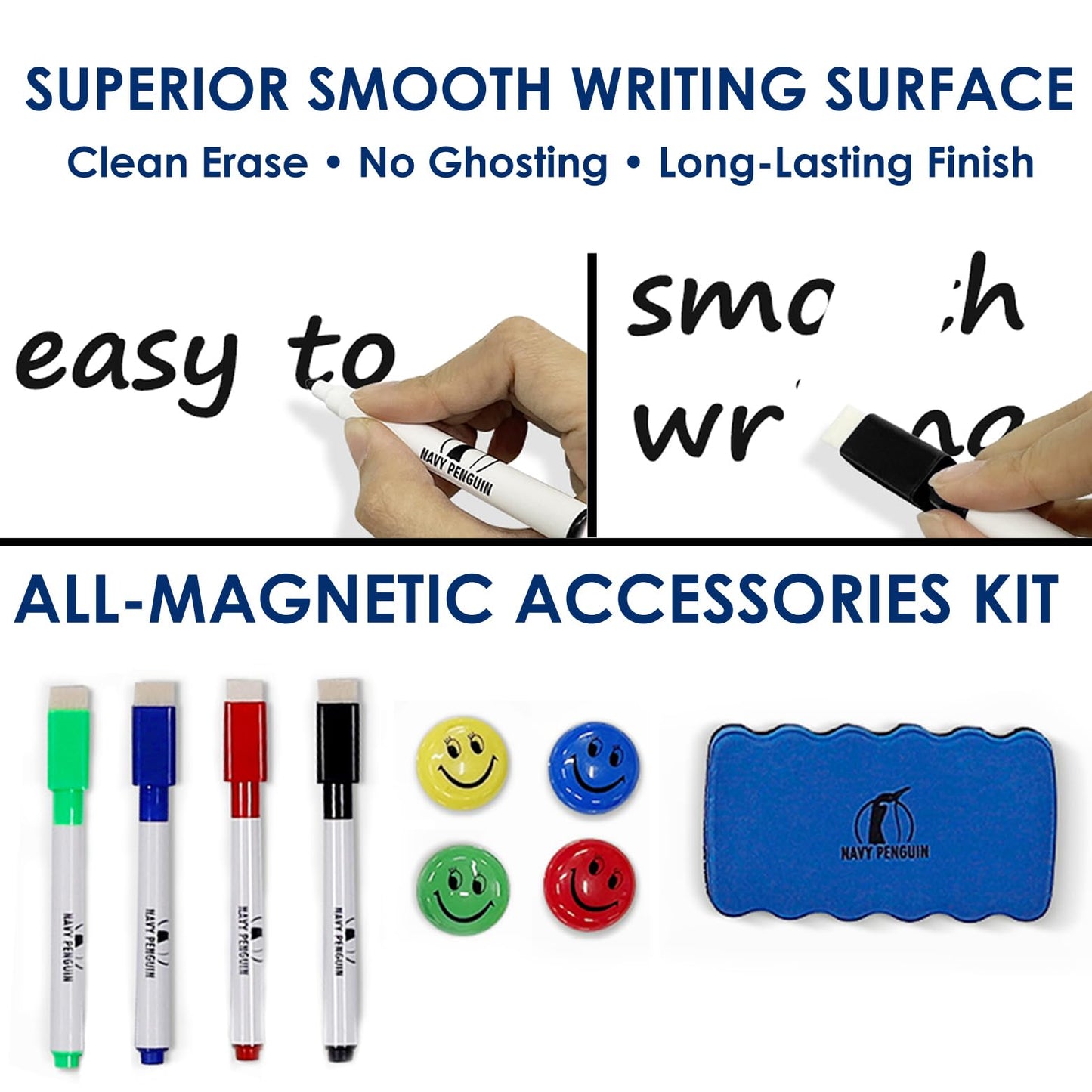 Whiteboard Set - Dry Erase Board 18 x 24 in with 1 Magnetic Dry Eraser, 4 Drywipe Markers and 4 Magnets - Small White Hanging Message Scoreboard for Home and Office (18x24 in)