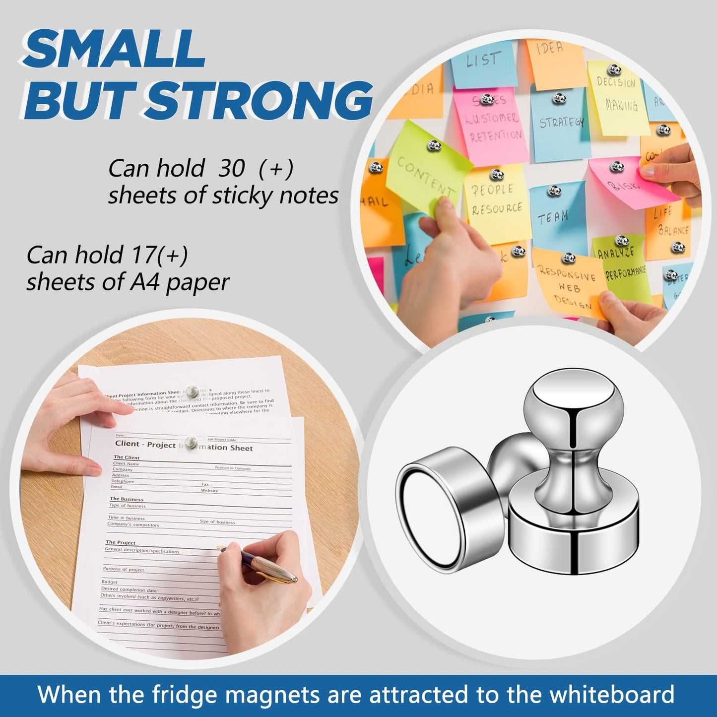 LOVIMAG Fridge Magnets 20Pcs Refrigerator Whiteboard Small Strong Magnet Classroom Kitchen Accessories Decorative Locker Set Decor Must Haves Office Calendar Refrigerador Magnetic Cute Crafts Silver