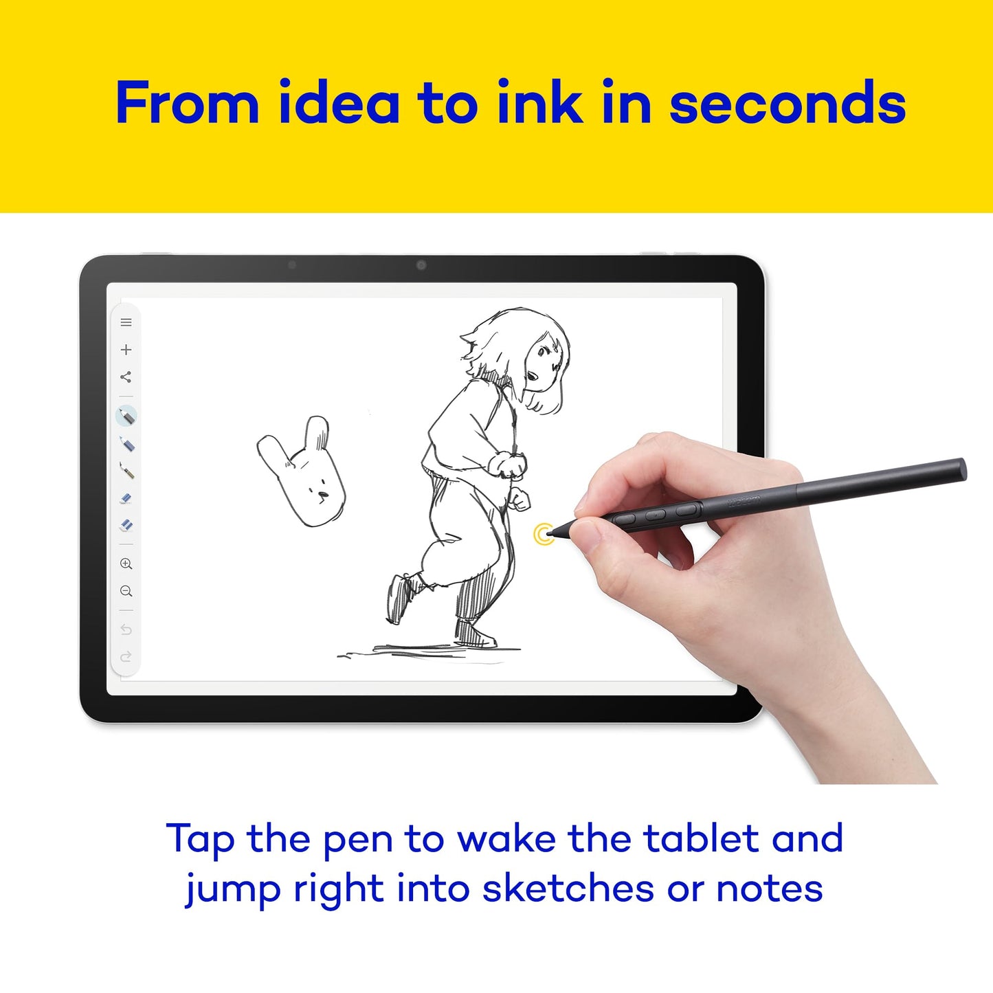 Wacom MovinkPad 11, Android Mobile Drawing Tablet, 11" with Battery-Free Slim Pro Pen 3, 8GB RAM/128 GB Storage, Quick Draw Feature, Anti-Glare Etched Glass Matte Screen, No Computer Needed