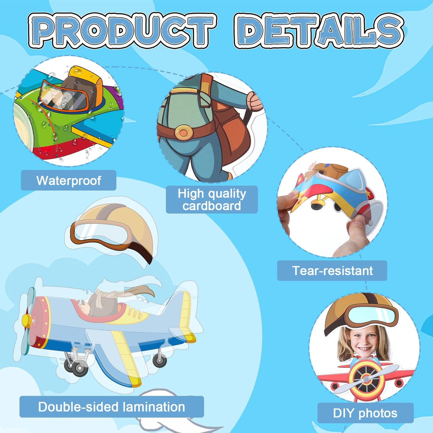 60pcs Pilot Airplane Cutouts Aircraft Bulletin Board Decorations Adventure Travel Theme Paper Cut-Outs Classroom Decorations for Classroom DlY Craft Photo Kindergarten Preschool Wall Door Supplies
