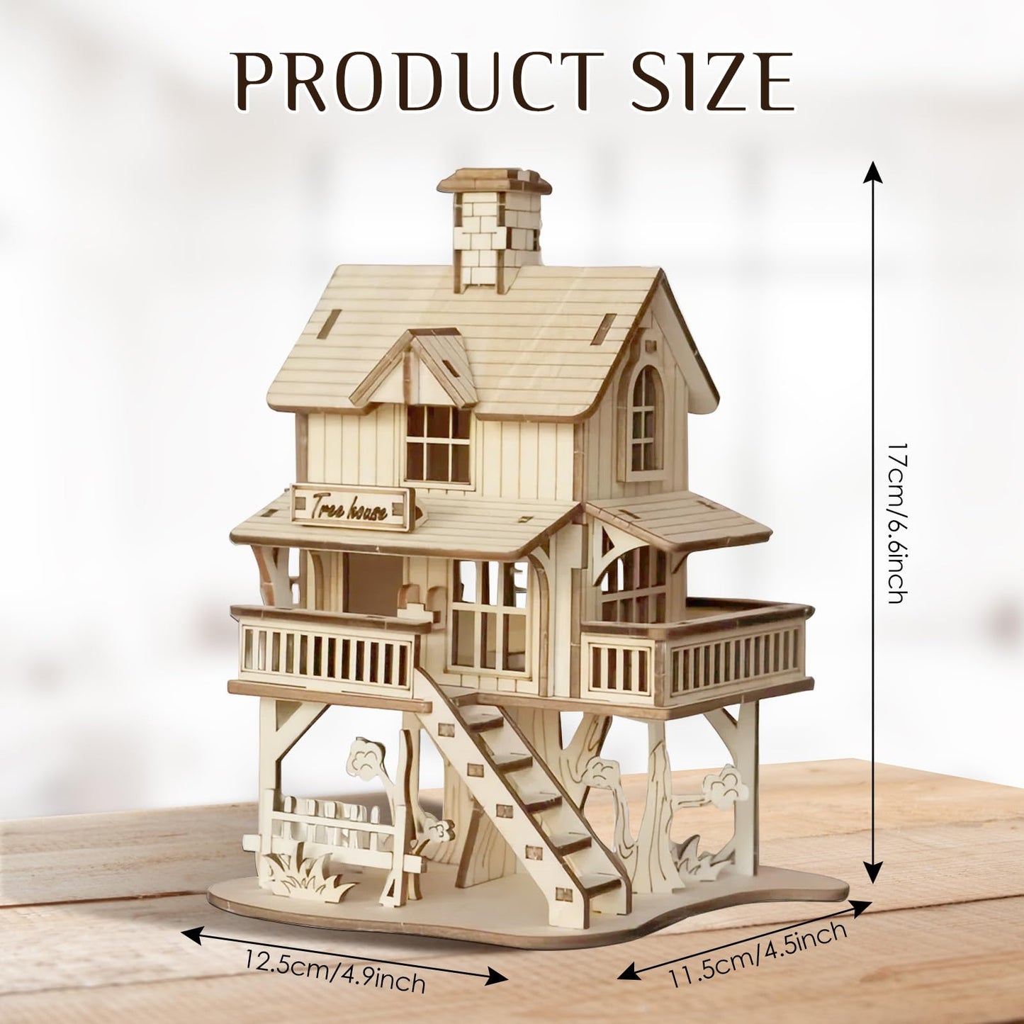 Foyucool 3D Wooden Puzzle for Adults, DIY Creative Treehouse Design Model Kit, Creative Assembly Model Building Kits to Build for Adults, DIY Assembly Puzzle for Christmas Day