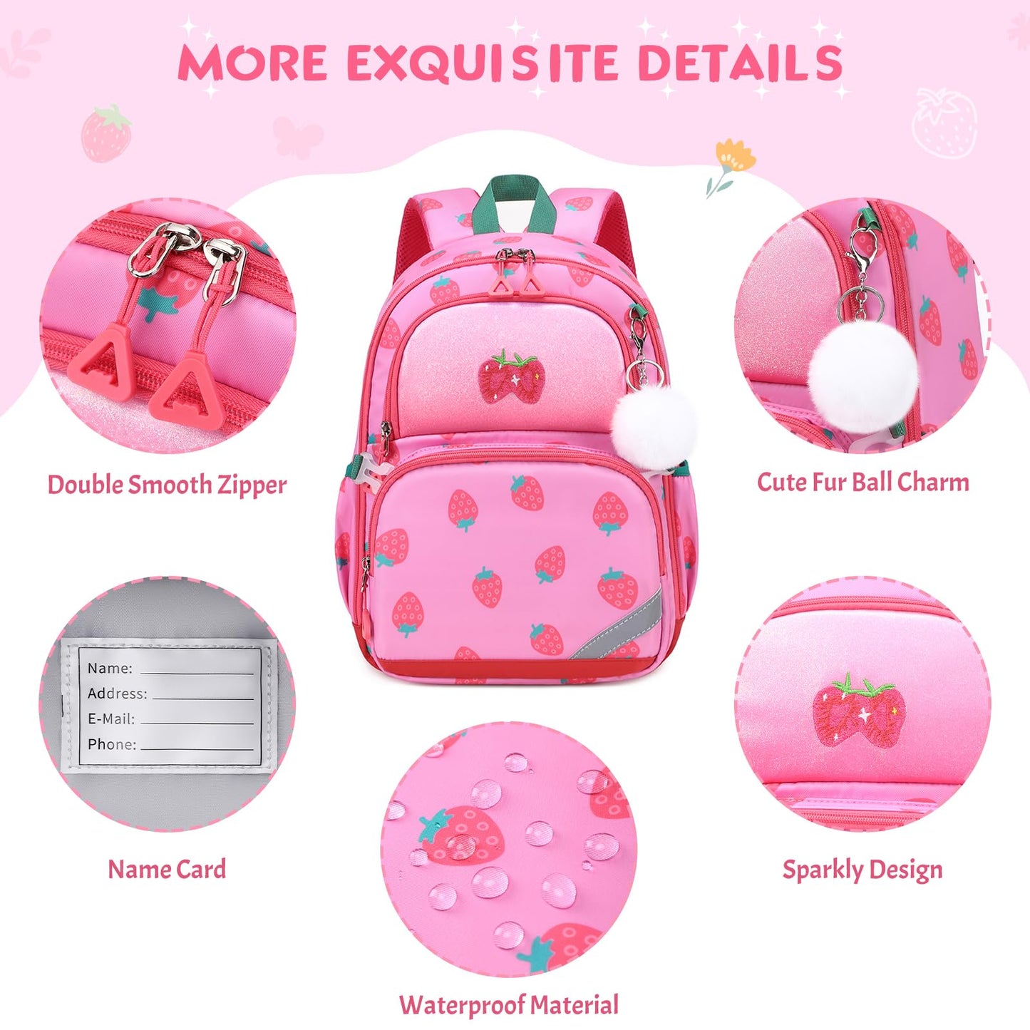 Similove Kids Backpack for Girls - 3PCS Small Cute Toddler Backpack with Insulated Lunch Bag & Pencil Case for Kindergarten Preschool Elementary School - Girls Bookbag Ages 6-8