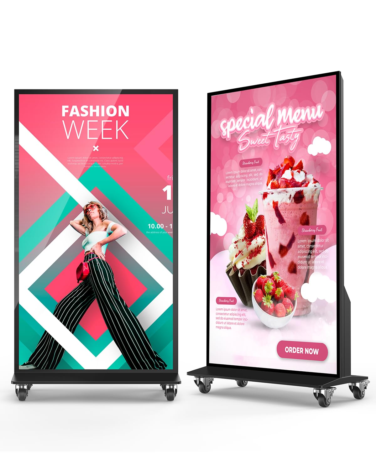 SIOXCFZ 75-inch Full Screen Digital Signage Display, 4K UHD 2160P Screen Indoor Floor Standing Kiosk Stand, Android 11 OS Auto Media Player Advertising Poster with Remote Control, HDMI/WiFi/USB