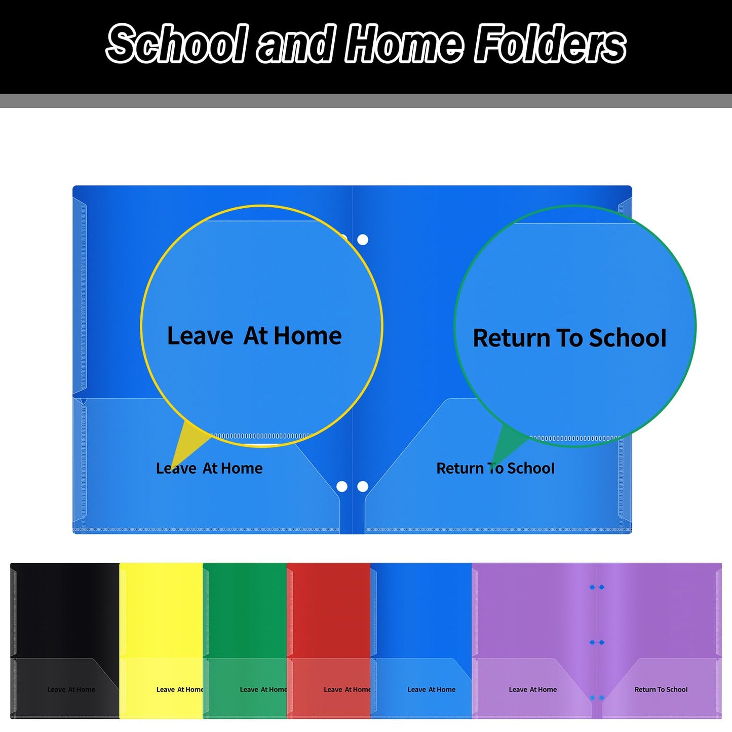 30 Pcs 3 Hole Punch Parent Teacher Communication Folders with Clear Front Pockets for 3 Ring Binders, 2 Pockets Homework Take Home Plastic Folders Classroom Folder for Kid Student ﻿ (30, Multicolor)