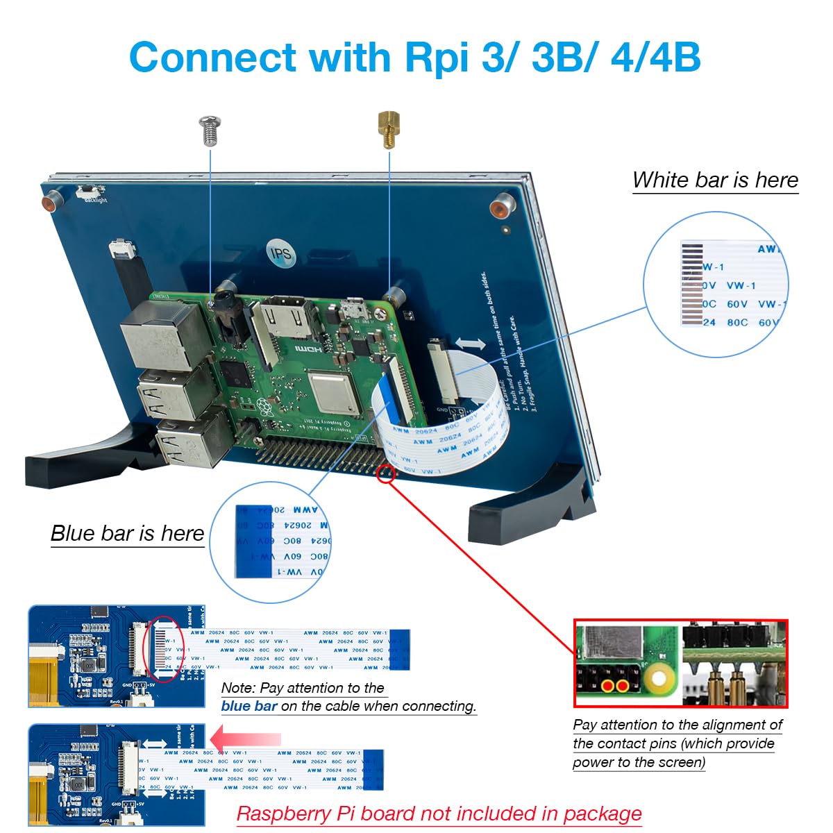 Hosyond 7 Inch Touchscreen IPS DSI Display Compatible with Raspberry Pi 5/4/3, 800x480 Pixel Capacitive Screen MIPI Driver-Free Interface