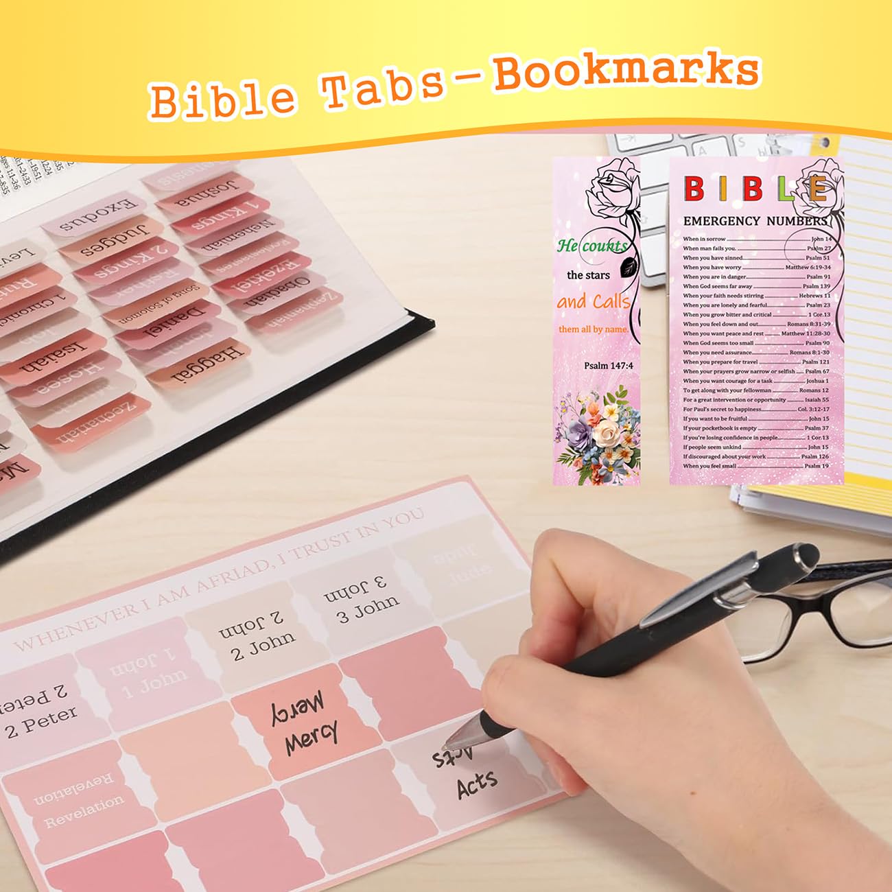 Cdnixwm Pink Bible Study Journaling Kit with Bag for Women, Annotation Kit with Highlighters and Pens, Pencil Case, Emergency Numbers and More, Christian Gifts for Bible Study (Pink-L)