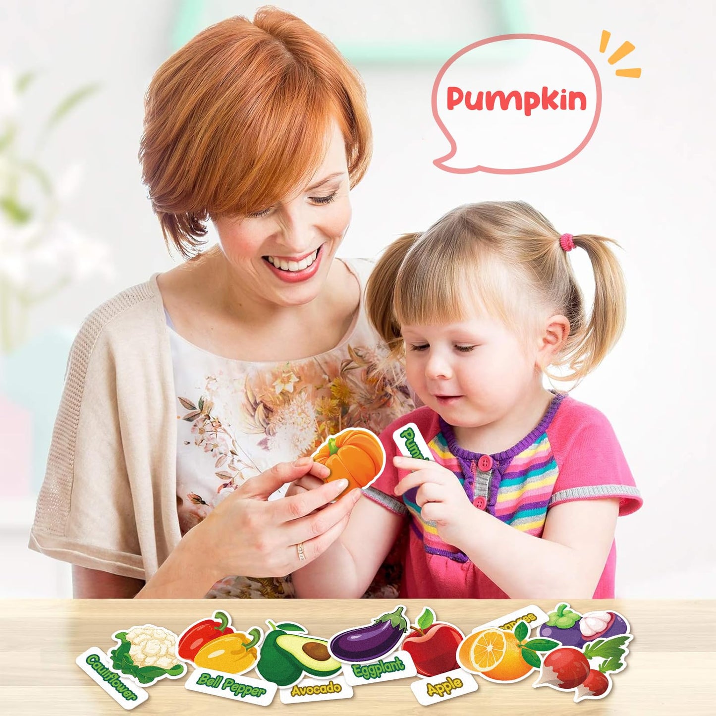 AKAYOK 90 Pcs Vegetables & Fruits Felt Board Story Pieces Set for Toddlers, Preschool & Kindergarten, Precut Felt Food Set for Kids Preschool Learning Activities