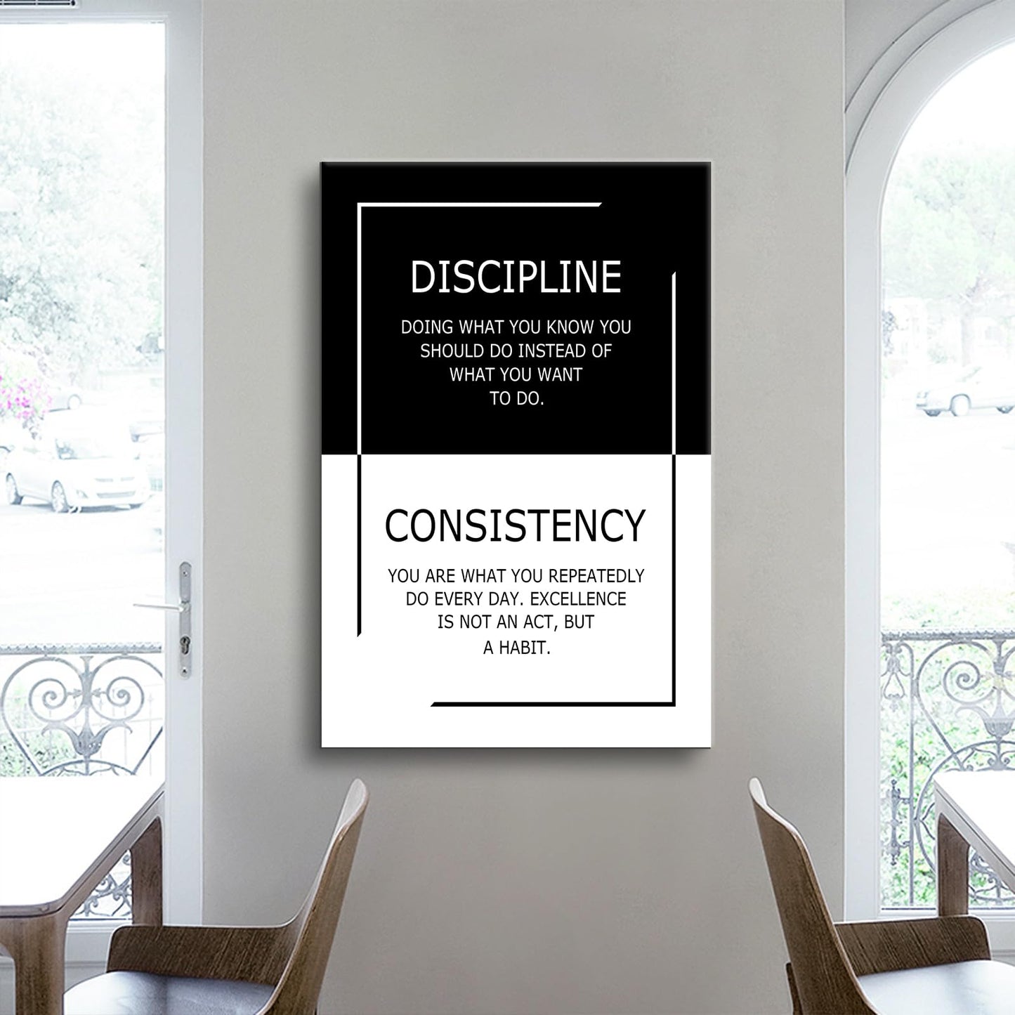 YSPCSUN Motivational Poster Discipline Consistency Success Quote Office Decor Painting Practice Inspirational Canvas Wall Art Prints Artwork for Modern Home Living Room Ready to Hang [24''Wx 36''H]