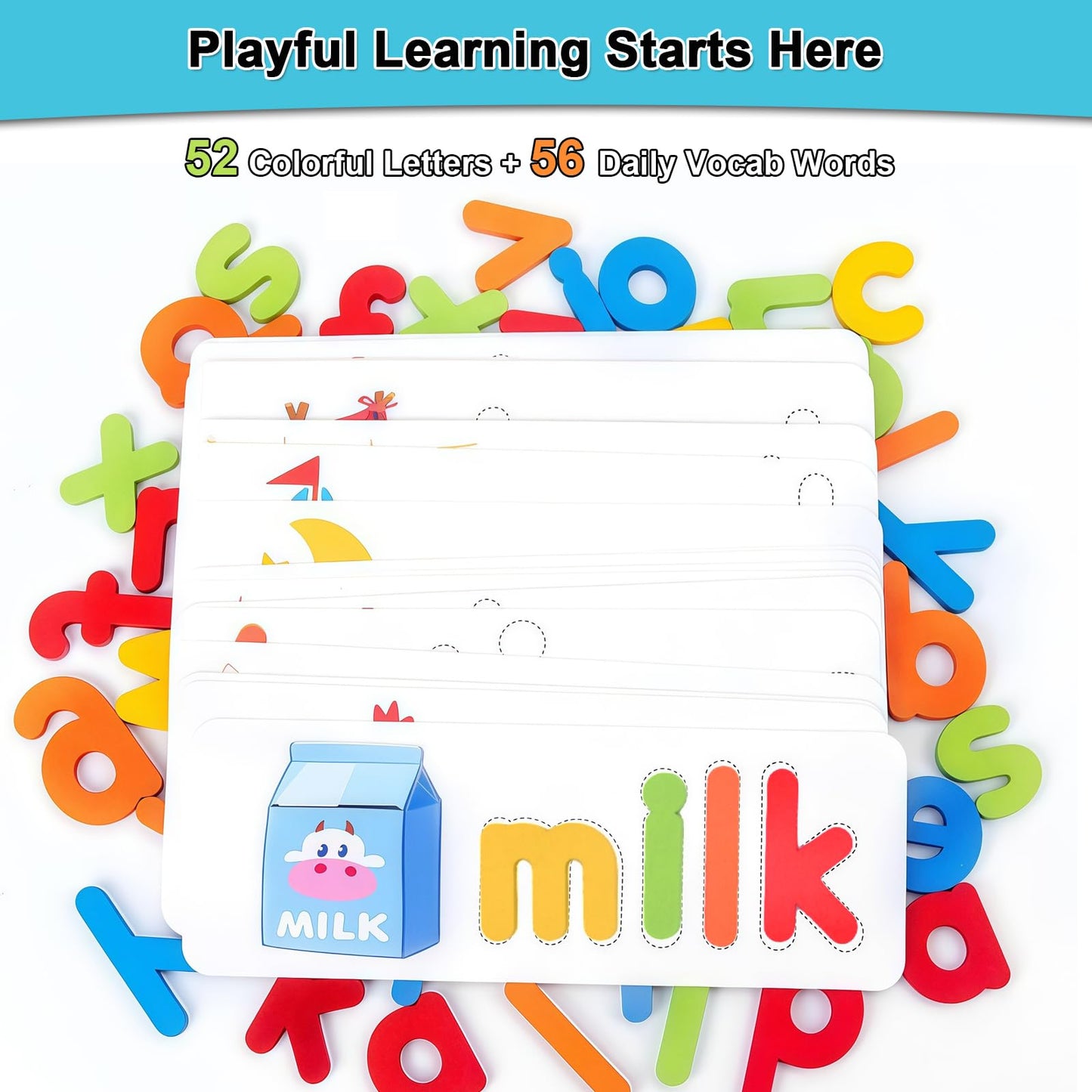 Learning Educational Toys for 3 4 5 6 Years Old Boys Girls, See & Spell CVC Word Builders with Alphabet Cards for Kids, Preschool Learning Activities Matching Letter Game, Gifts for Toddlers 3-5