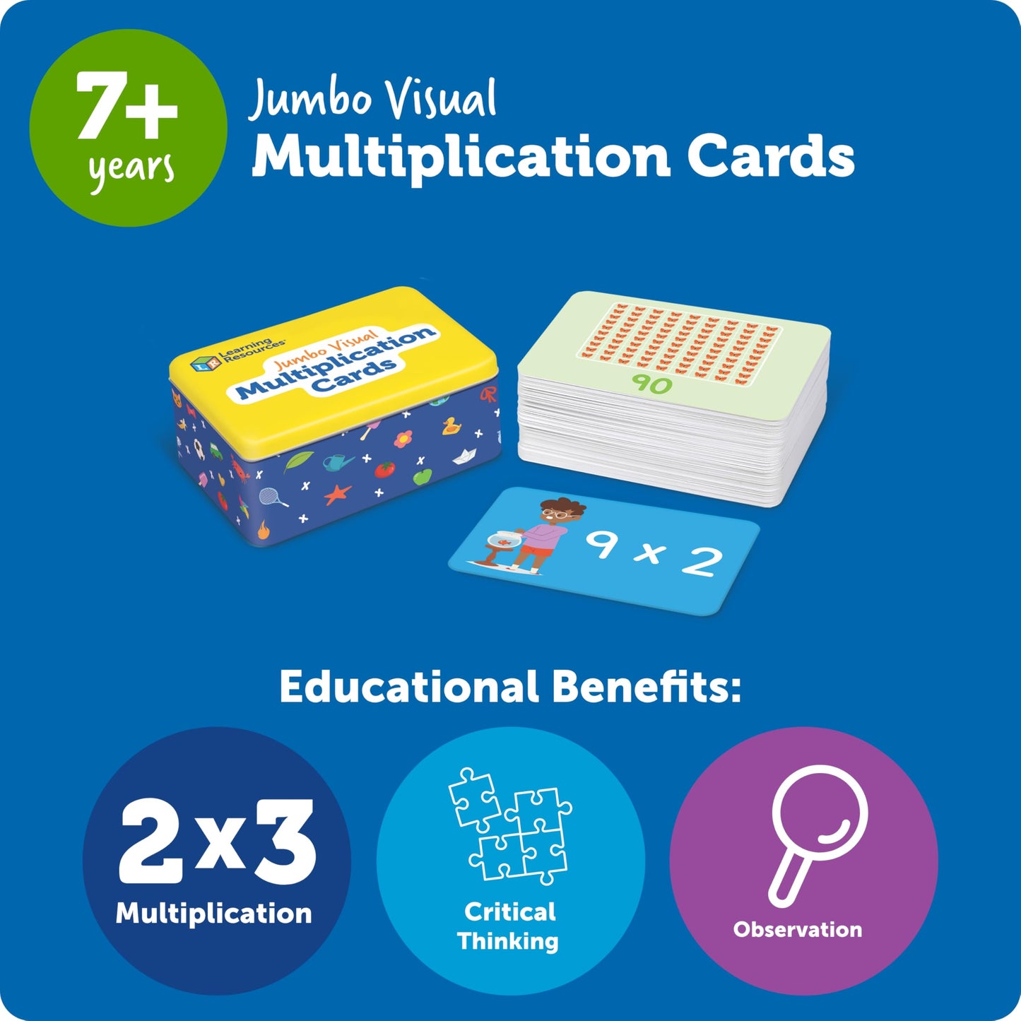 Learning Resources Jumbo Visual Multiplication Cards - Math Manipulatives, Montessori Activity, Back to School, Classroom Must Haves
