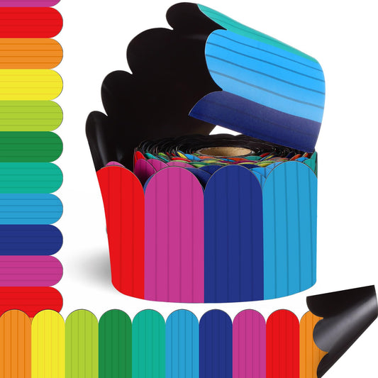 Tenceur 48 ft x 2.76 Inch Magnetic Borders for Whiteboard Decoration, Colorful Vertical Stripes Magnetic Bulletin Board Border Set for Summer Classroom Office Chalkboard Poster Board Decor