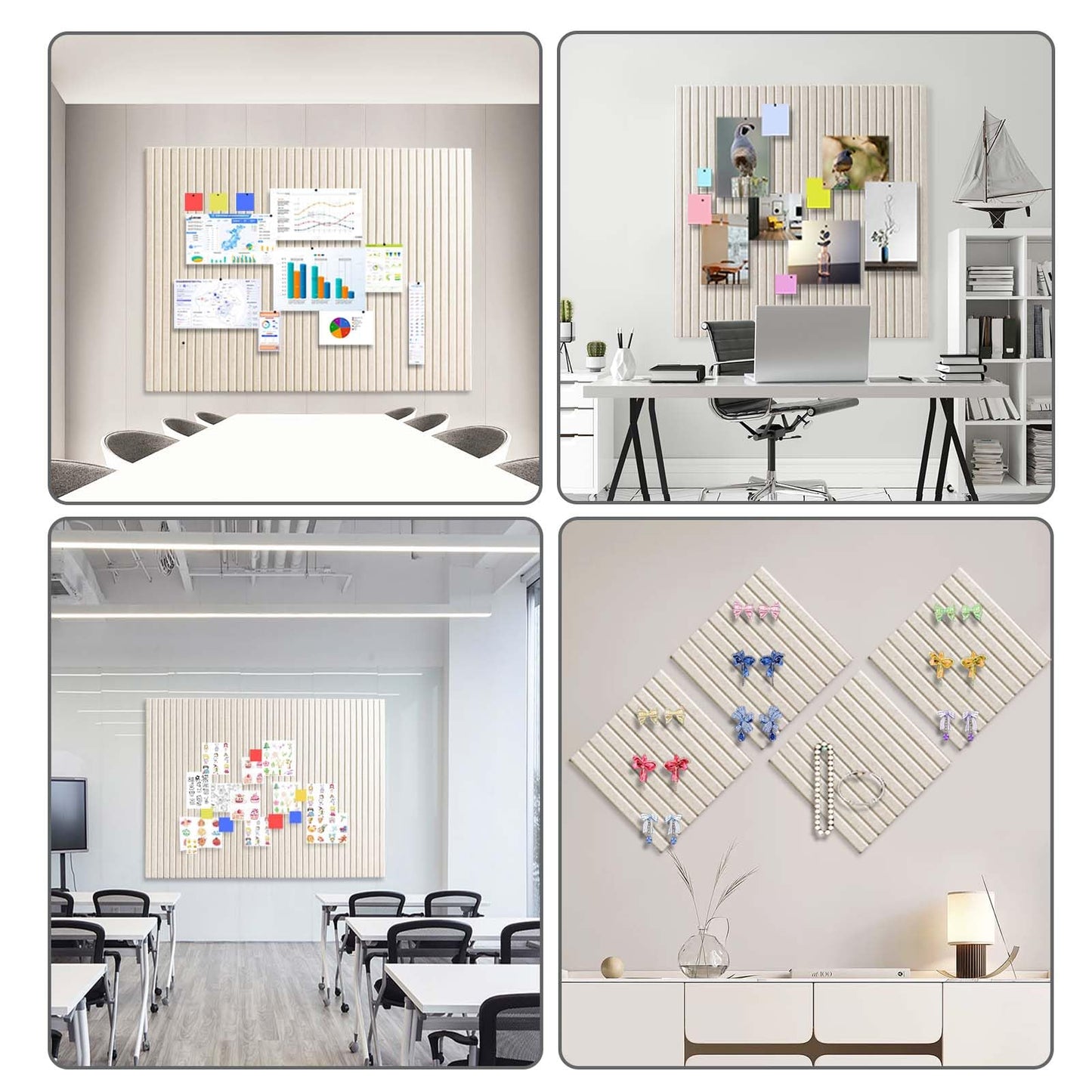 Large Cork Board for Office Decor, 48"x 36" - 1/2” Thick Felt Bulletin Board, 12 Pack Felt Board with Safe Removable Adhesive Tabs, Pin Board Cork Boards for Walls - Beige