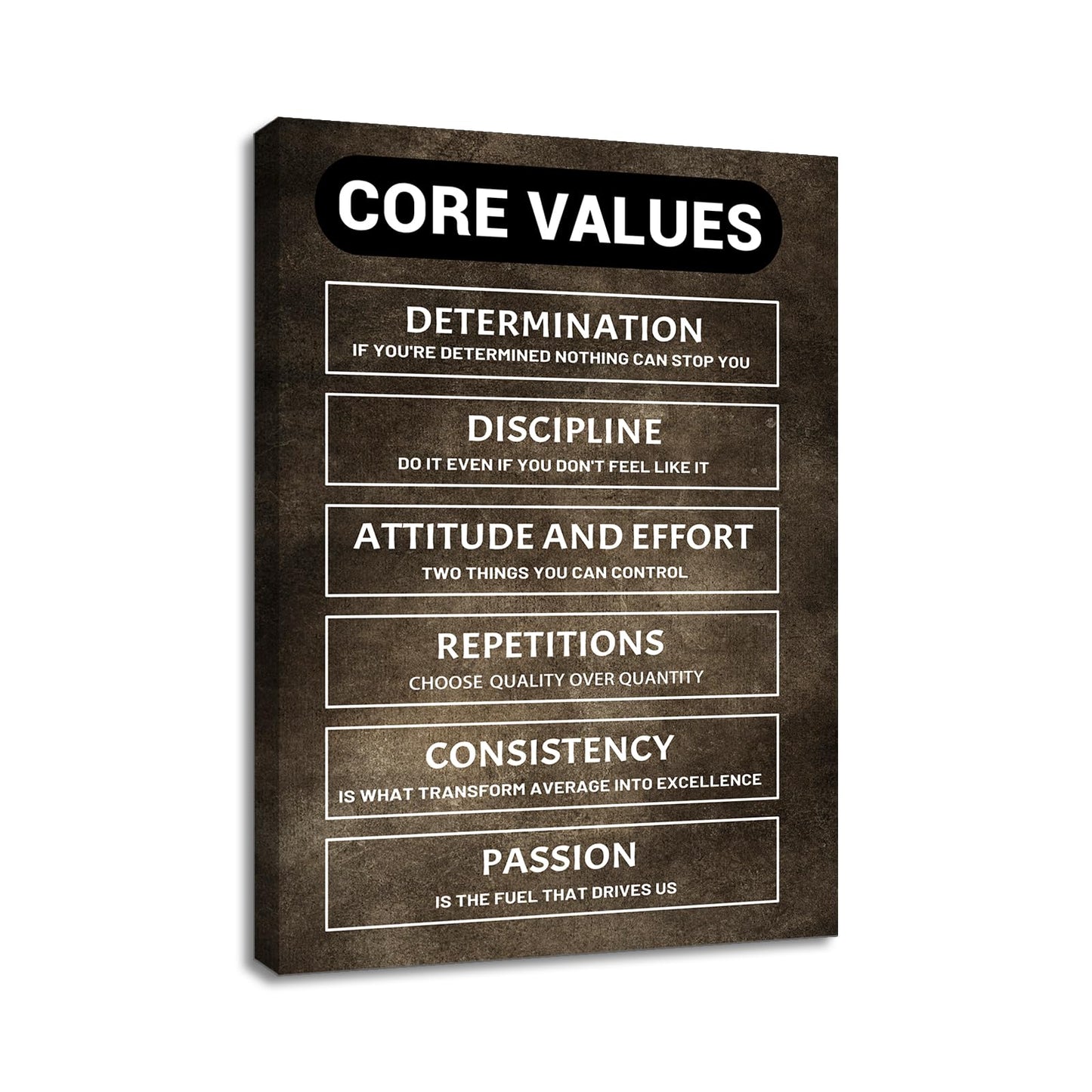 Inspirational Wall Decor Canvas - Modern Entrepreneur Art for Business Motivation, Premium Office Poster with Core Values Design, Wooden Framed Picture for Home Workspace or Team Room, 24x18 Inch