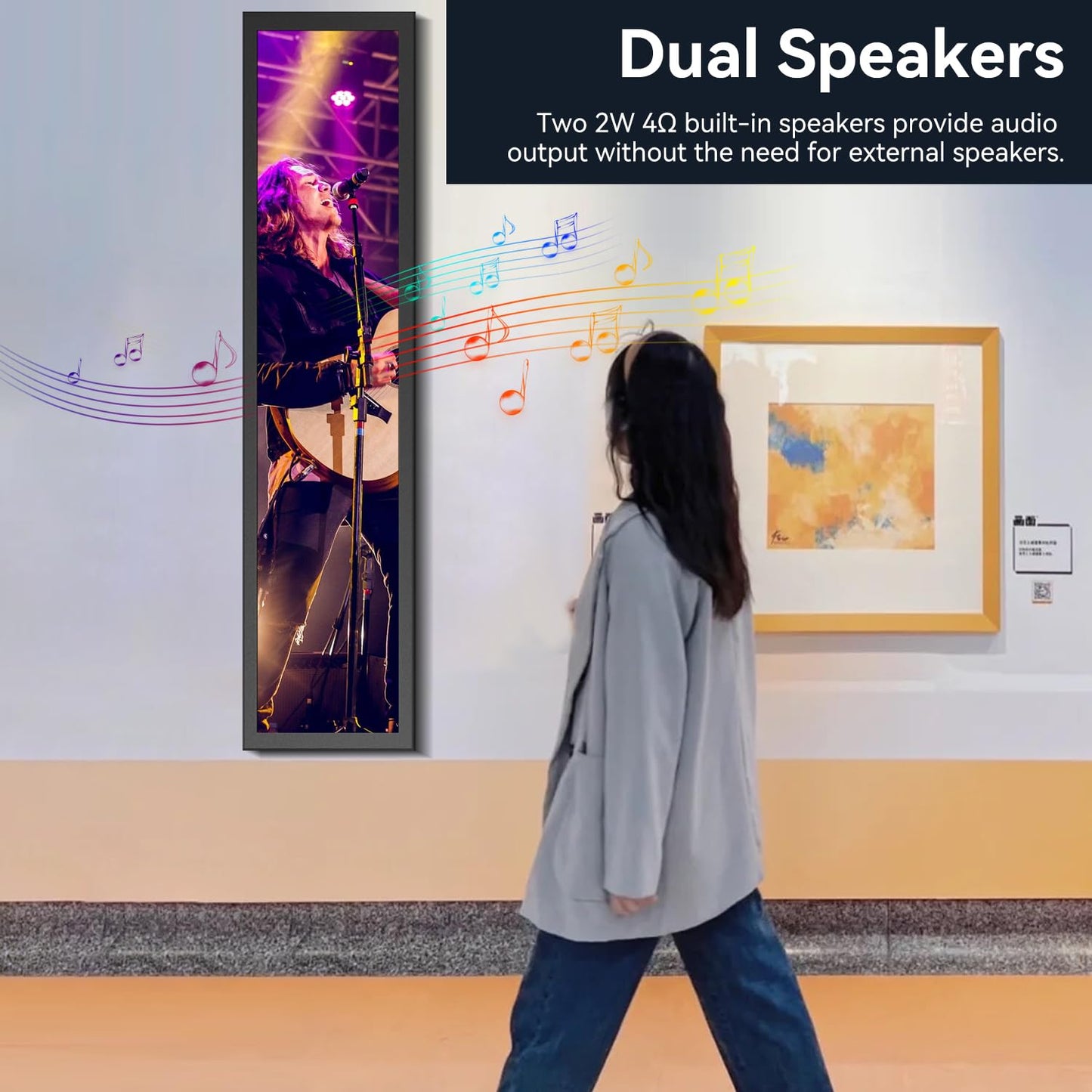 24" Ultra-Wide Stretched Bar LCD Monitor FHD1920x380 Industrial Computer Monitor Built-in Dual Speaker, Advertising Display for Subway Mall Restaurant Signage,PC Case Display Dual HDMI & DP Port, VESA