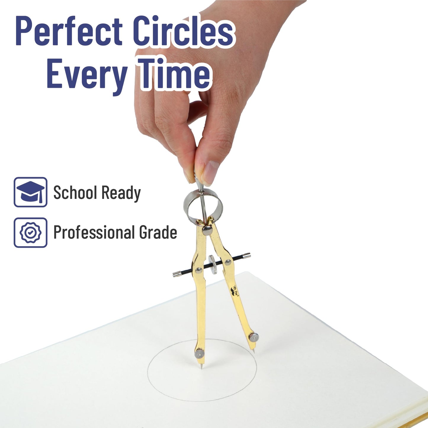 Mr. Pen- Geometry Set, 15 pcs, Gold, 6 Inch Swing Arm Protractor, Divider, Set Squares, Ruler, Compasses and Protractor