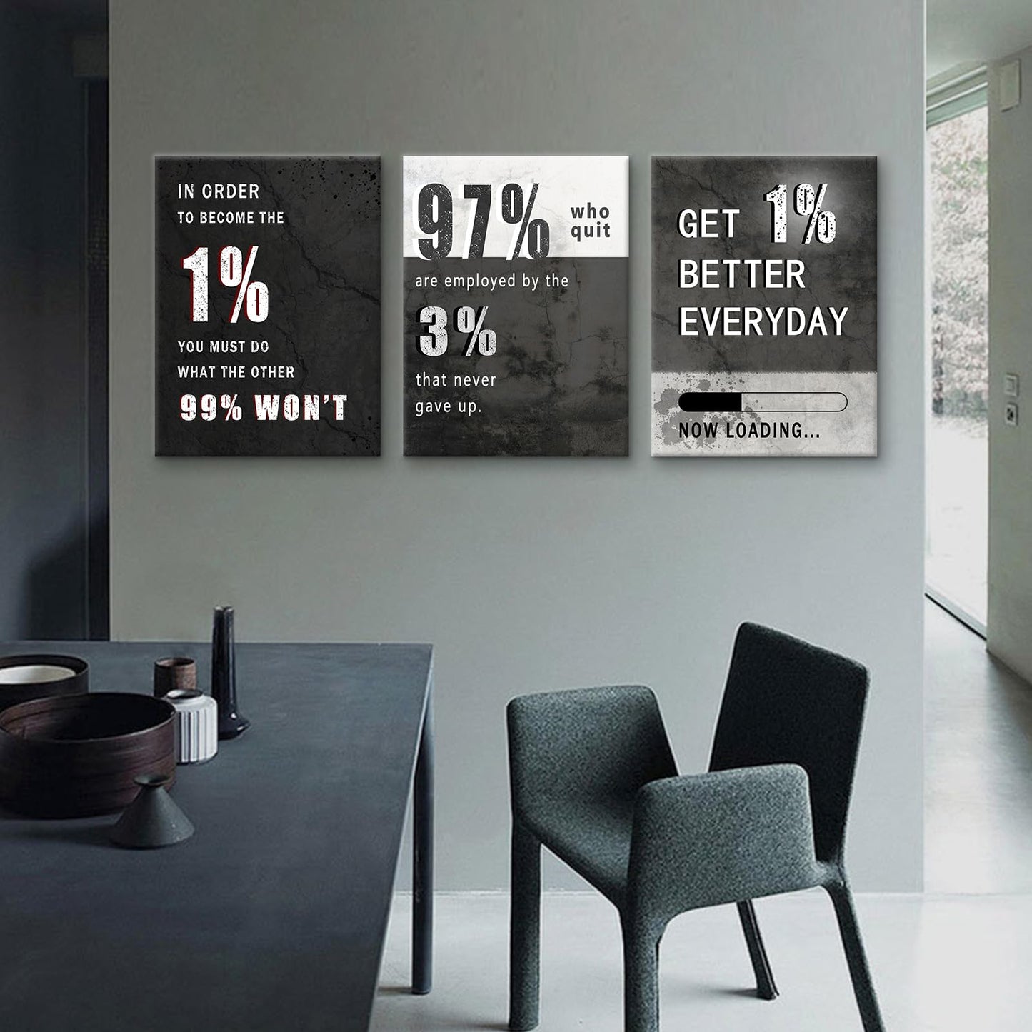 3 Piece Inspirational Canvas Wall Art Motivational Quotes Positive Success Print Pictures for Office Wall Decor Business Entrepreneur Poster Framed Artwork For Home Bedroom Decor [36''W x 16''H]