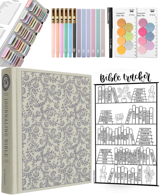 Mr. Pen- ESV Journaling Bible Gift Set for Women, 5-in-1 Note Taking Bundle, Aesthetic Highlighters Pens No Bleed, Tabs, Transparent Sticky Notes, Reading Tracker, Bible Study Accessories