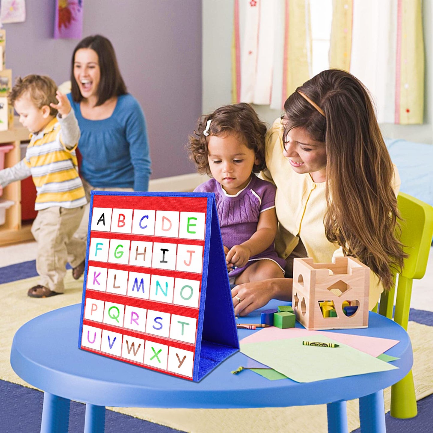 EAMAY Reading Specialist Multipurpose Table Top Pocket Chart (12W*13L, Blue)