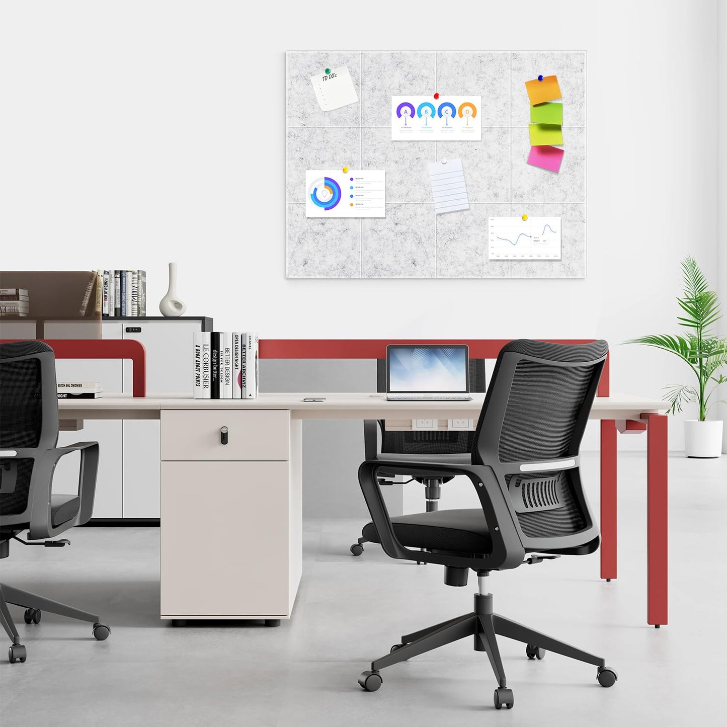 Large Cork Board for Walls 48"x36" |Cork Board Alternative| 12 Pack Felt Wall Tiles| Light Gray Bulletin Board with Removable Adhesive | Cork Boards Pinboard for Office Home Classroom，Light Gray