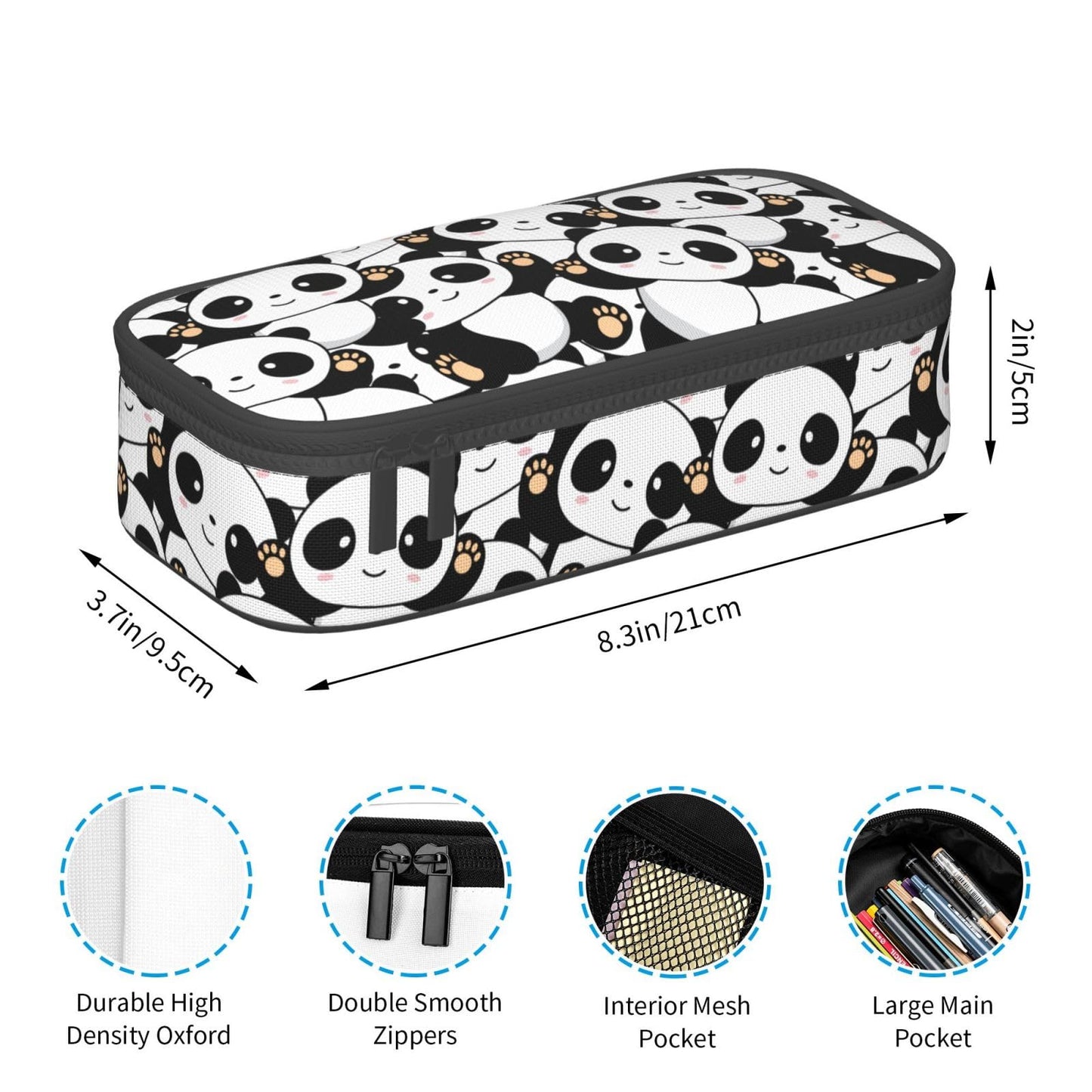Geoocii Panda Large Capacity Pencil Case Organizer Pencil Pouch Stationery With Zipper School Supplies Pencil Bag For Girls Boys Teens Adult Office