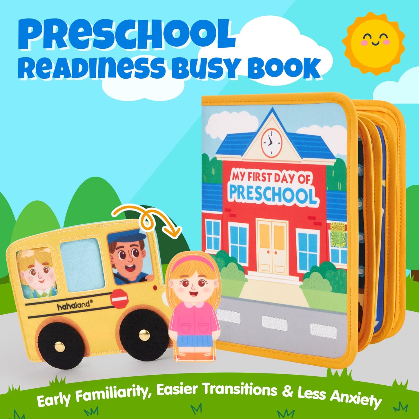 hahaland Busy Book Preschool Learning Activities - First Day of School Gifts Activity Books for Toddlers 1-4, Montessori Toys 2 Year Old Boy Girl Birthday Gift Preschool Must Haves Busy Board Ages 2-4