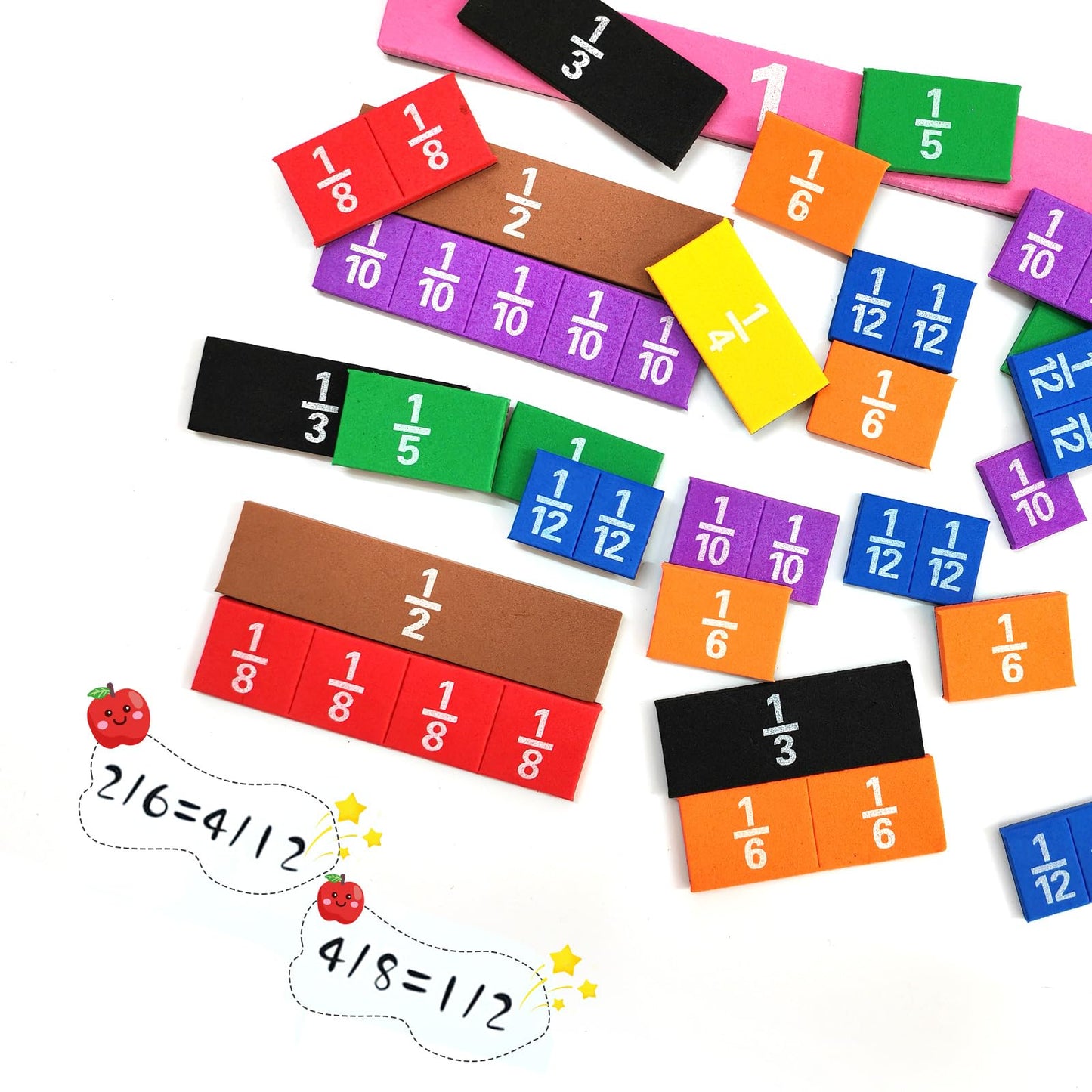 HEHIPLE Plastic Rainbow Fraction Tiles, Rainbow Montessori Math Materials, Fraction Set for Math Classroom Fractions Manipulatives Math Manipulatives for Home School Supplies