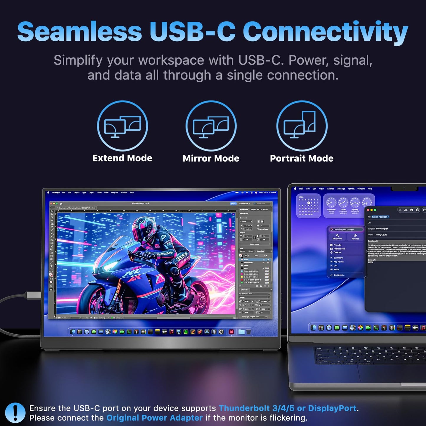 VisionOwl Portable Monitor 16 Inch 2.5K QHD 144Hz 16:10 Second Screen, USB-C HDMI HDR Travel Monitor for Laptop PC MacBook PS5 Xbox, VESA Mountable, with Speakers, Built-in Kickstand