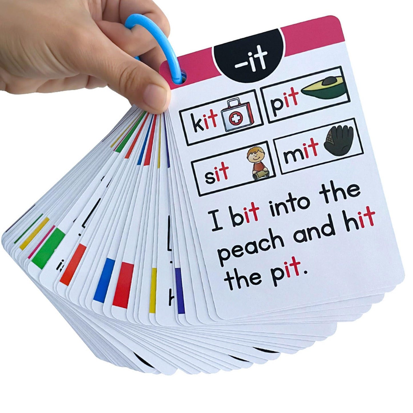 Phonics Flashcards for Early Learning with Pictures & Words, Vocabulary Building Cards Preschool Educational Tool Educational Flashcards