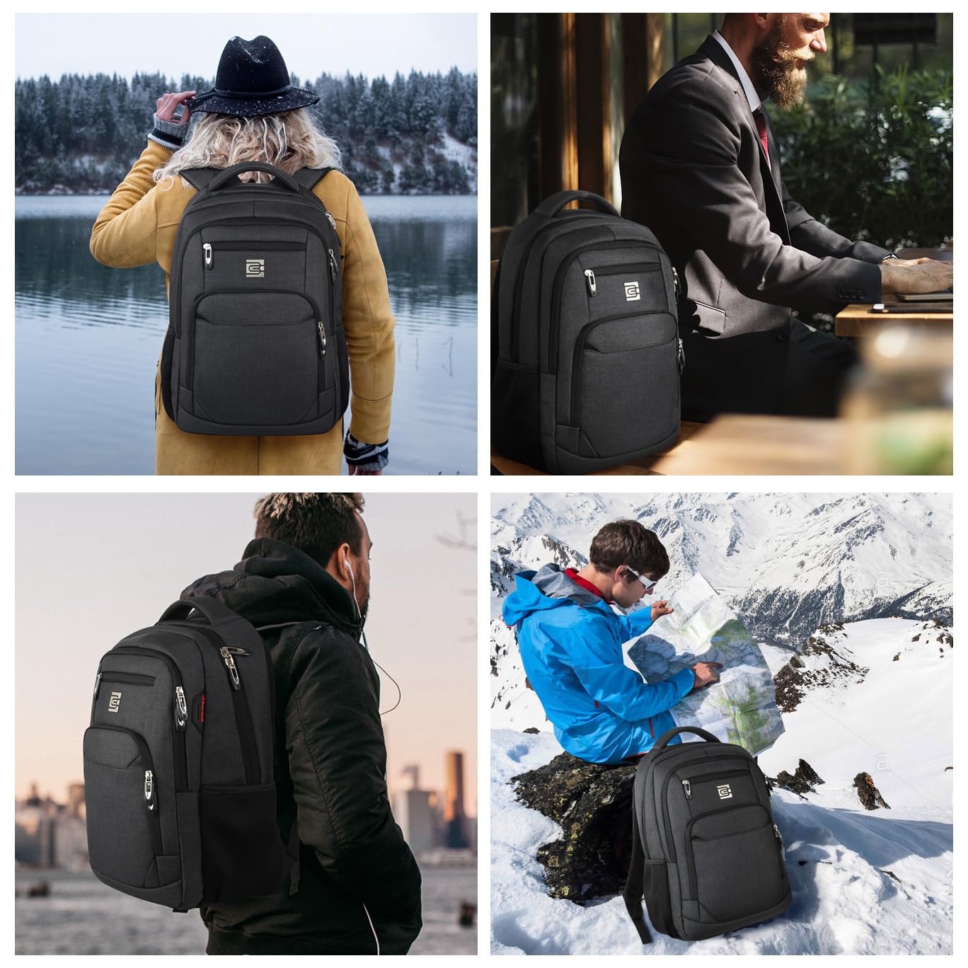 Volher Laptop Backpack,Business Travel Anti Theft Slim Durable Laptops Backpack,Water Resistant College Computer Bag for Women & Men Fits 15.6 Inch Laptop and Notebook - Black