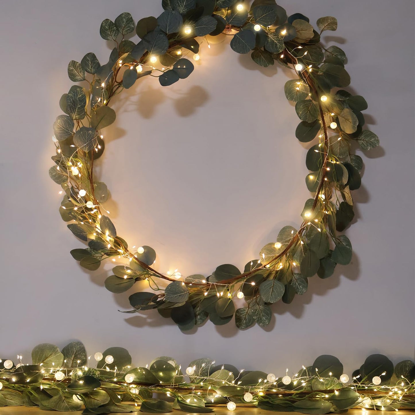 SNWLL Copper Wire Fairy Lights, 400 LED Twinkle Cluster, 26FT Warm White, Plug-in with Remote for Christmas Tree & Decorations