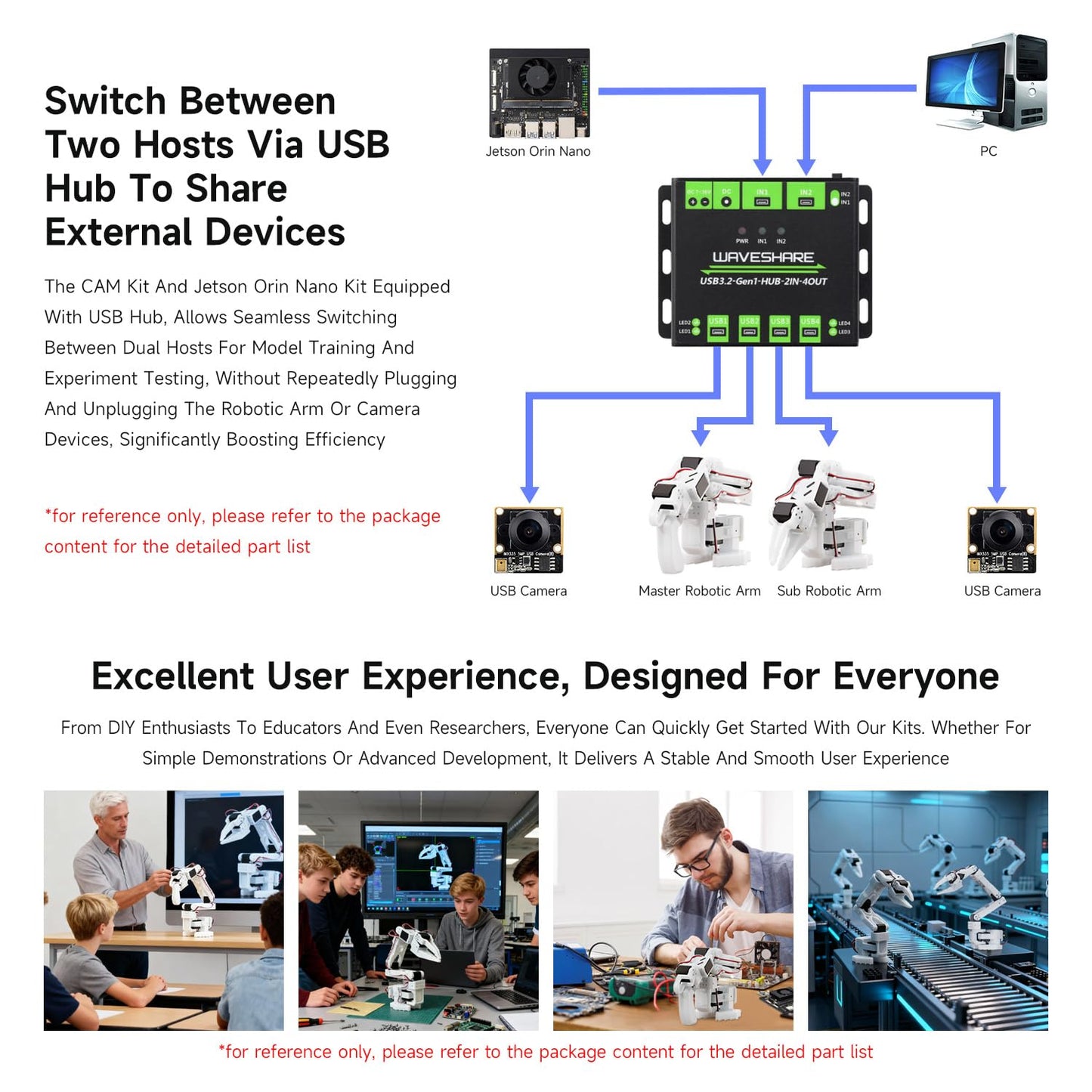 Waveshare SO-ARM101, Open-Source 6-Axis Robotic Arm, Native Support for Hugging Face LeRobot, High-Torque Bus Servo, Photosensitive Resin 3D-Printed Parts, 3DP Parts Kit (SE)