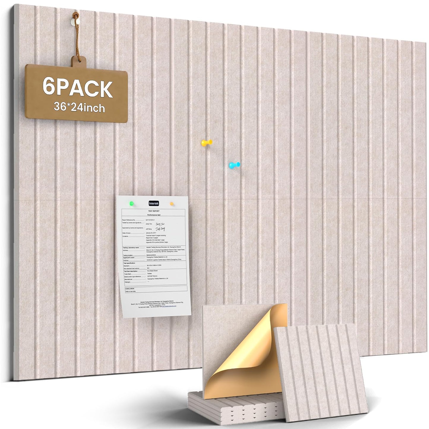 JBER Large Felt Bulletin Board 36" x 24" - 6 Pack Felt Wall Tiles, Cork Board Alternative to Use in Office & Home Decor, Classroom Decor, Vision Board to Display Your Photos(Light Camel)
