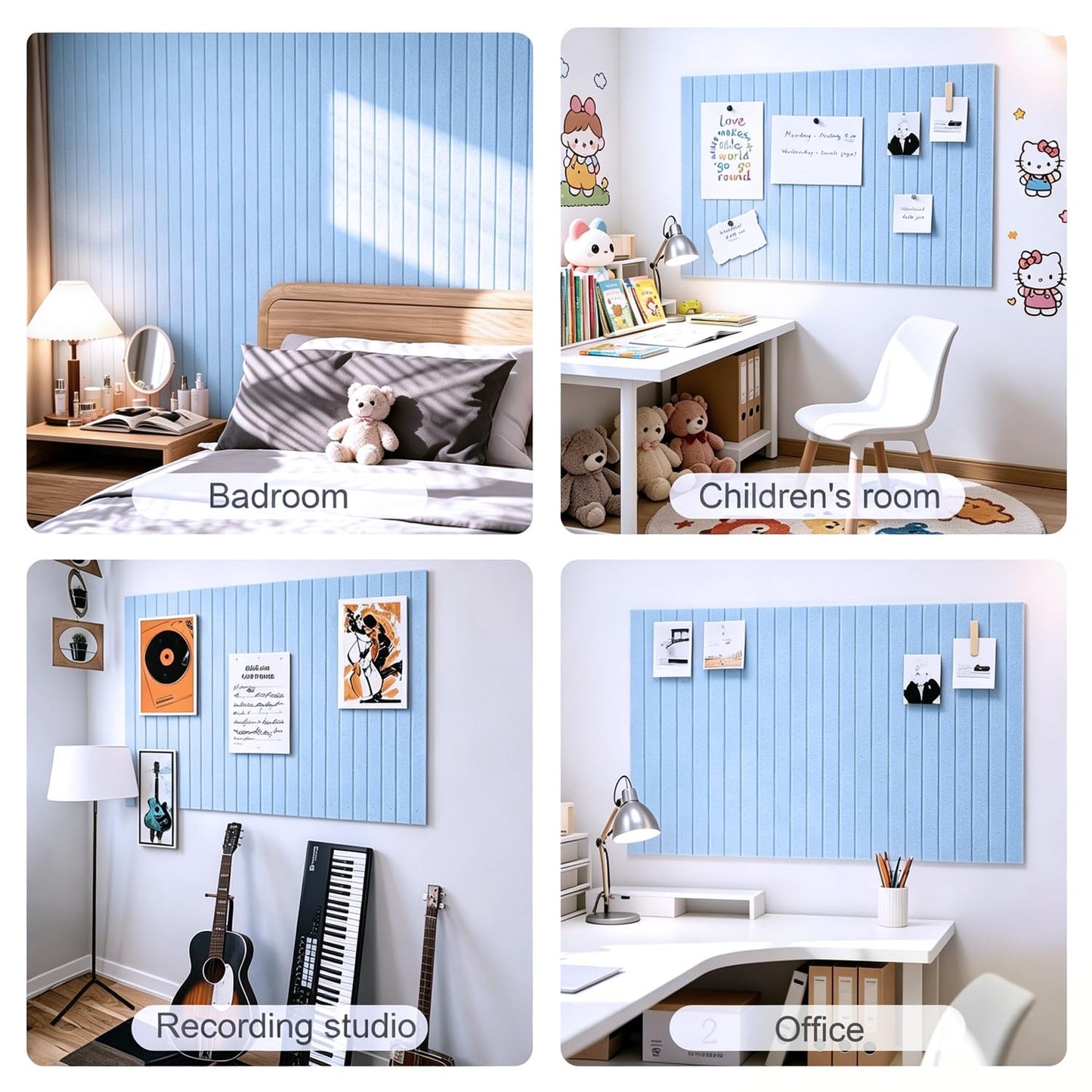 G Gamit 0.47" Thick Felt Pin Board 36"x24" Large Cork Board Alternative 6 Pack 11.81"x11.81"Felt Bulletin Board Wall Tiles Notice Board with 30 Pushpins for Home Office School(Fine-Light Blue)