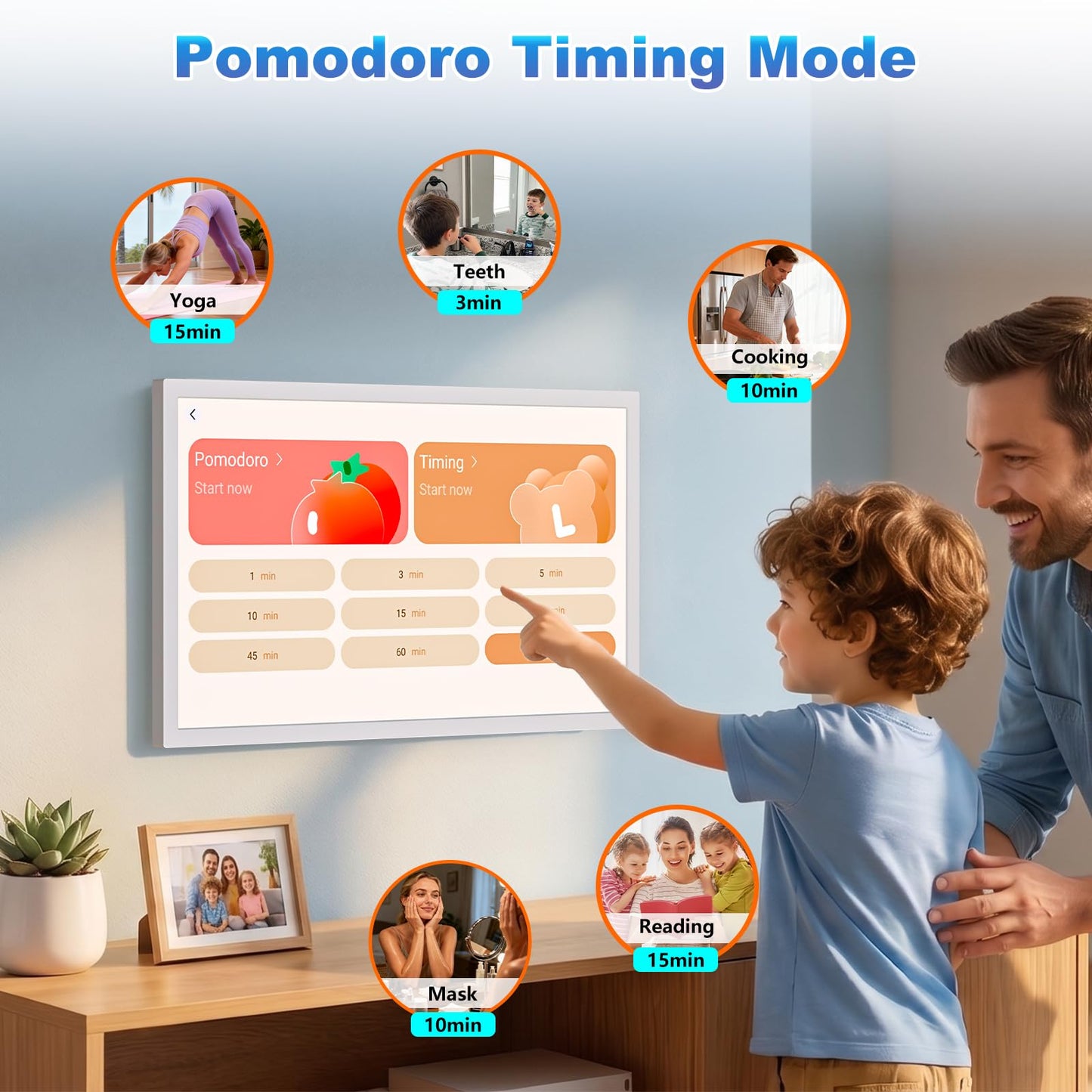 32" Digital Calendar Chore-Chart for-Wall-Planner - Interactive Touchscreen Display Electronic Calendar Picture Frame, Star Reward, Sync Google iCloud Outlook Calendar, Gifts for Mom, Wall Mount White