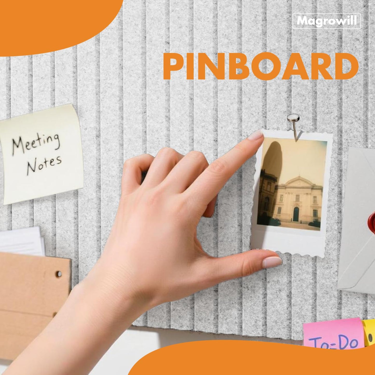 Cork Board Tiles for Wall with Push Pins, Removable 36" x 24" Slat Bulletin Board Sets, Adhesive Pin Board | Magrowill 6 Packs Felt Panels for Interior Wall Decor